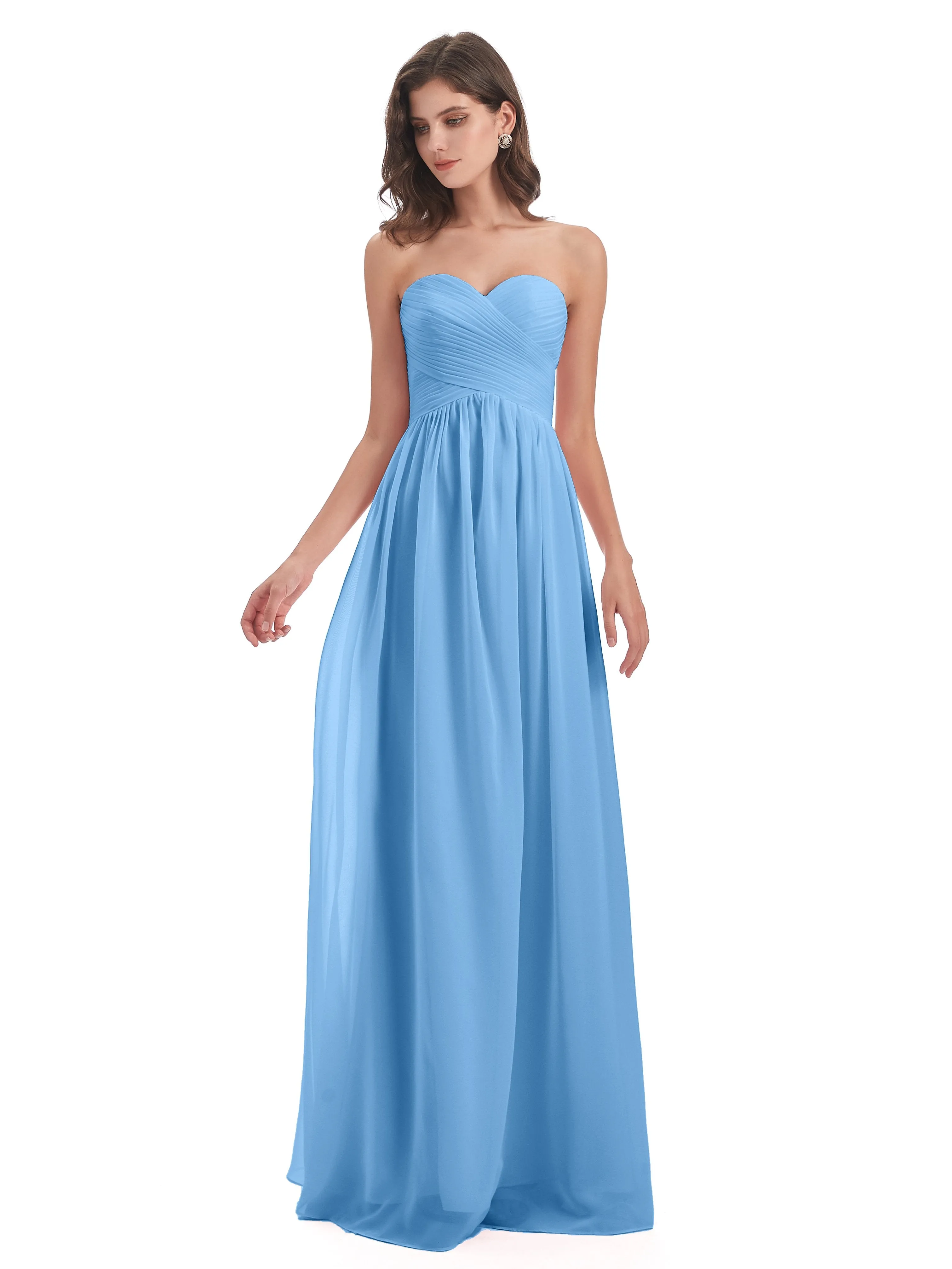 Esmae Sweetheart Sleeveless Long Chiffon Bridesmaid Dresses