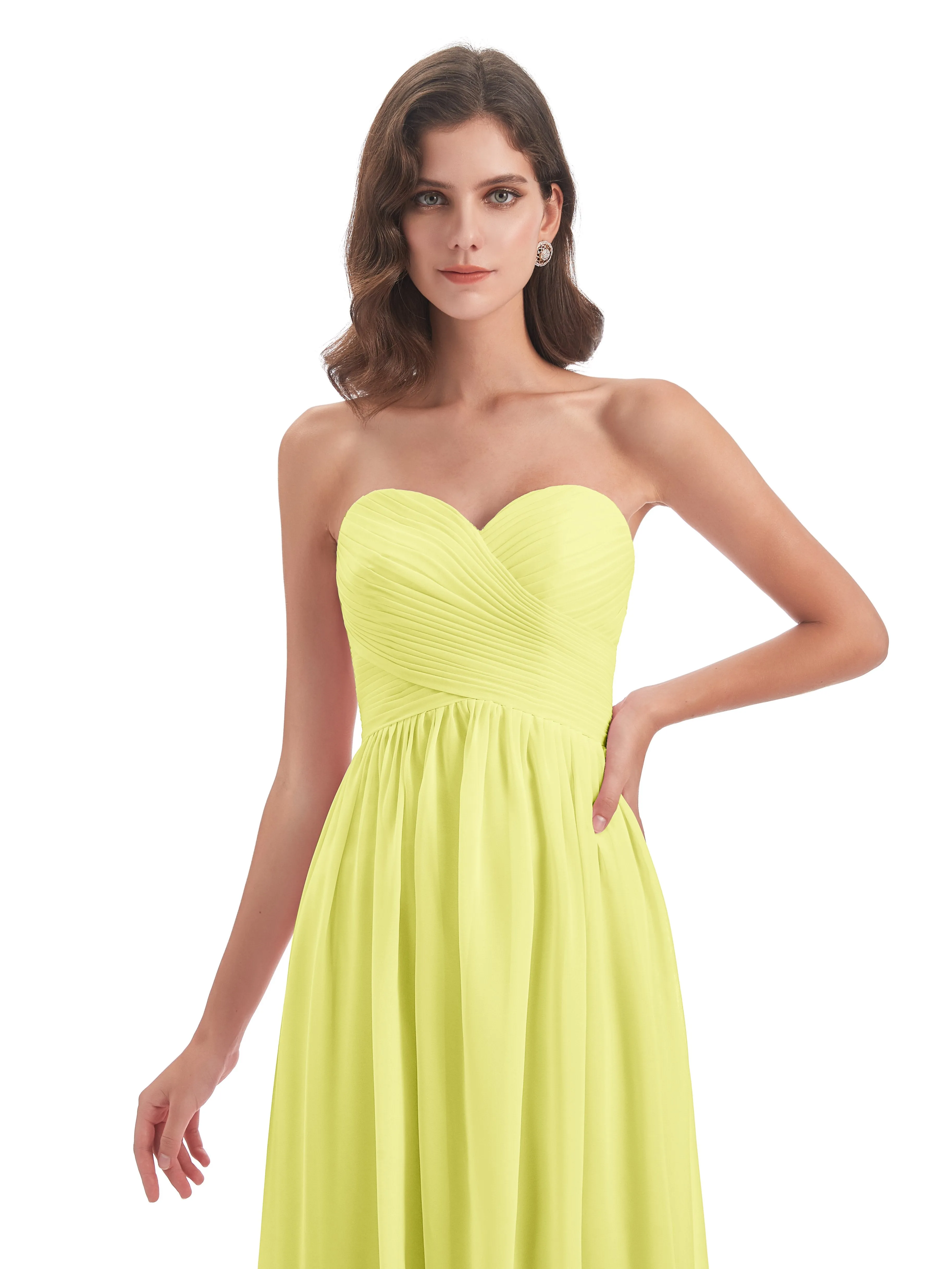 Esmae Sweetheart Sleeveless Long Chiffon Bridesmaid Dresses