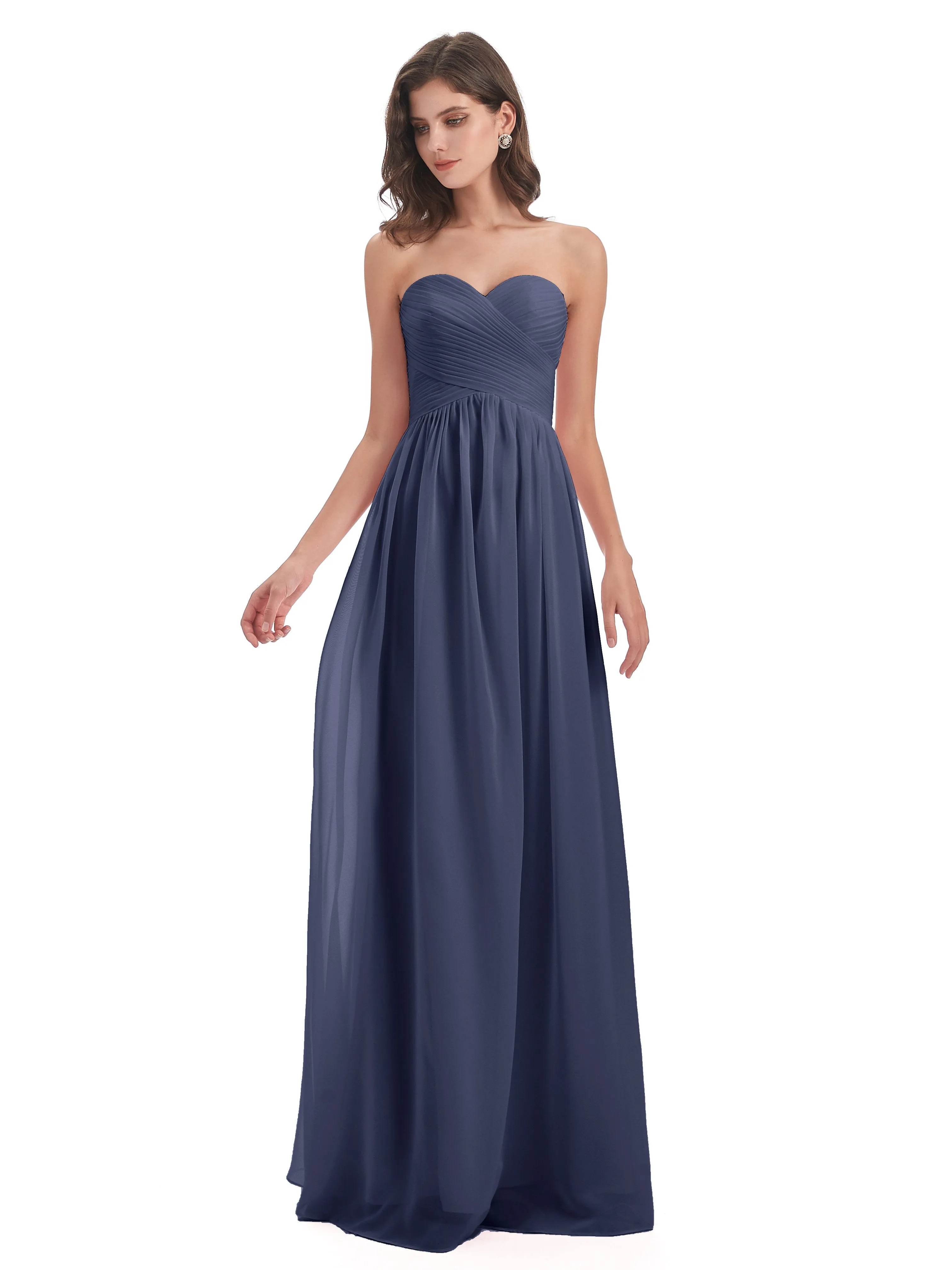 Esmae Sweetheart Sleeveless Long Chiffon Bridesmaid Dresses