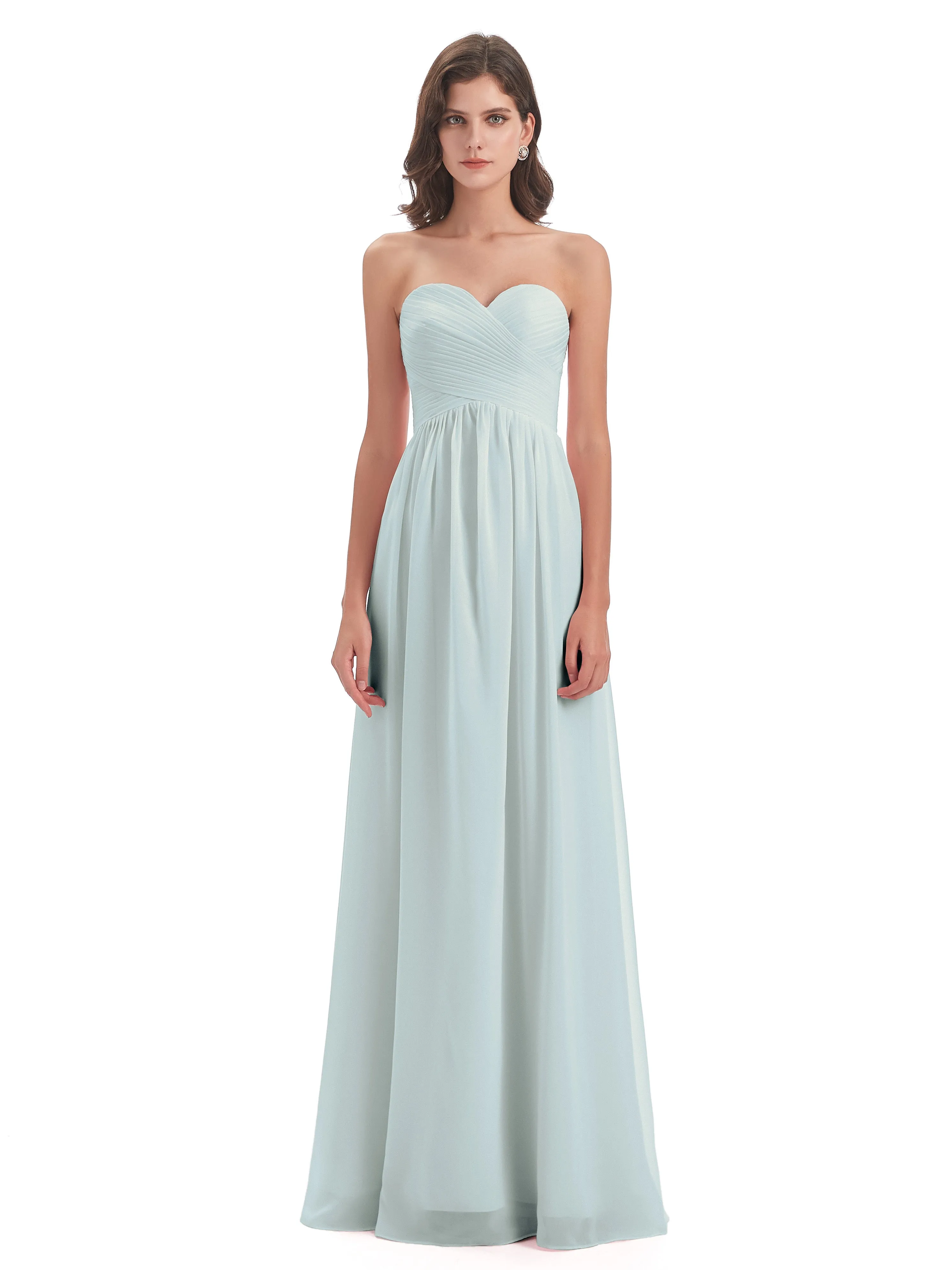 Esmae Sweetheart Sleeveless Long Chiffon Bridesmaid Dresses