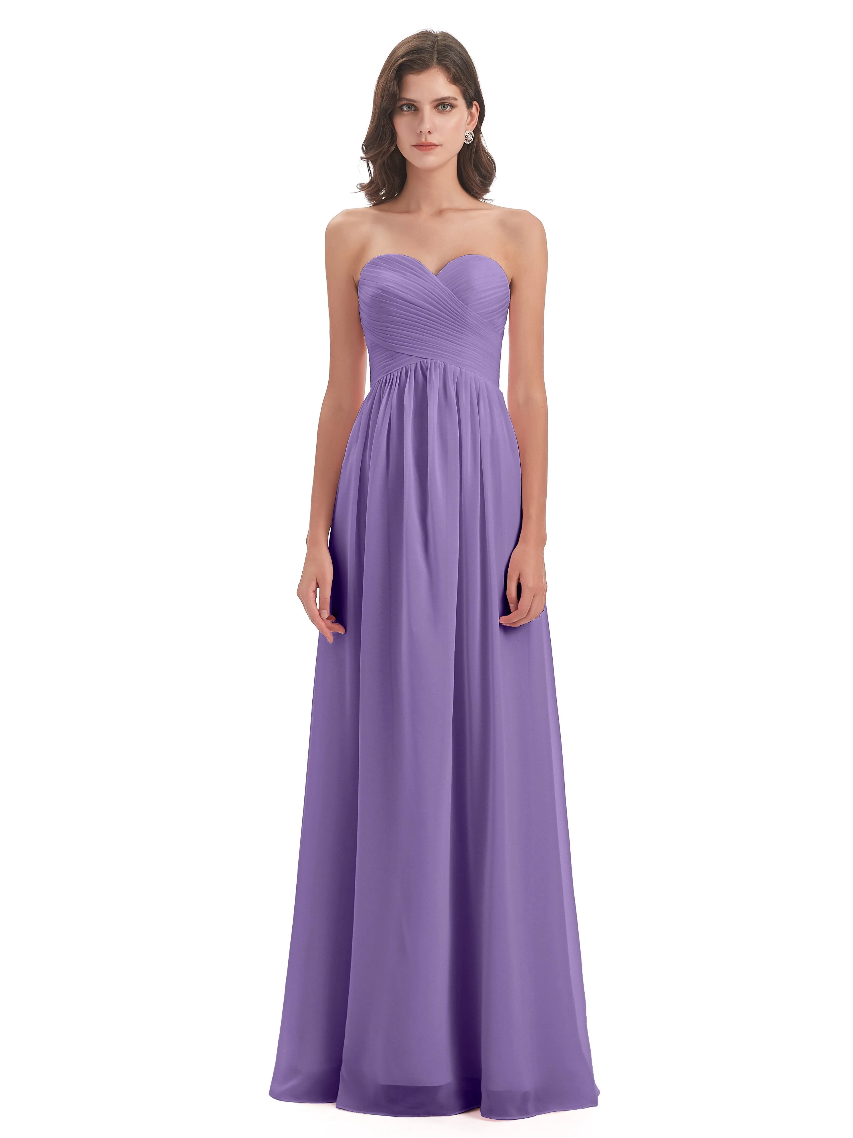 Esmae Sweetheart Sleeveless Long Chiffon Bridesmaid Dresses