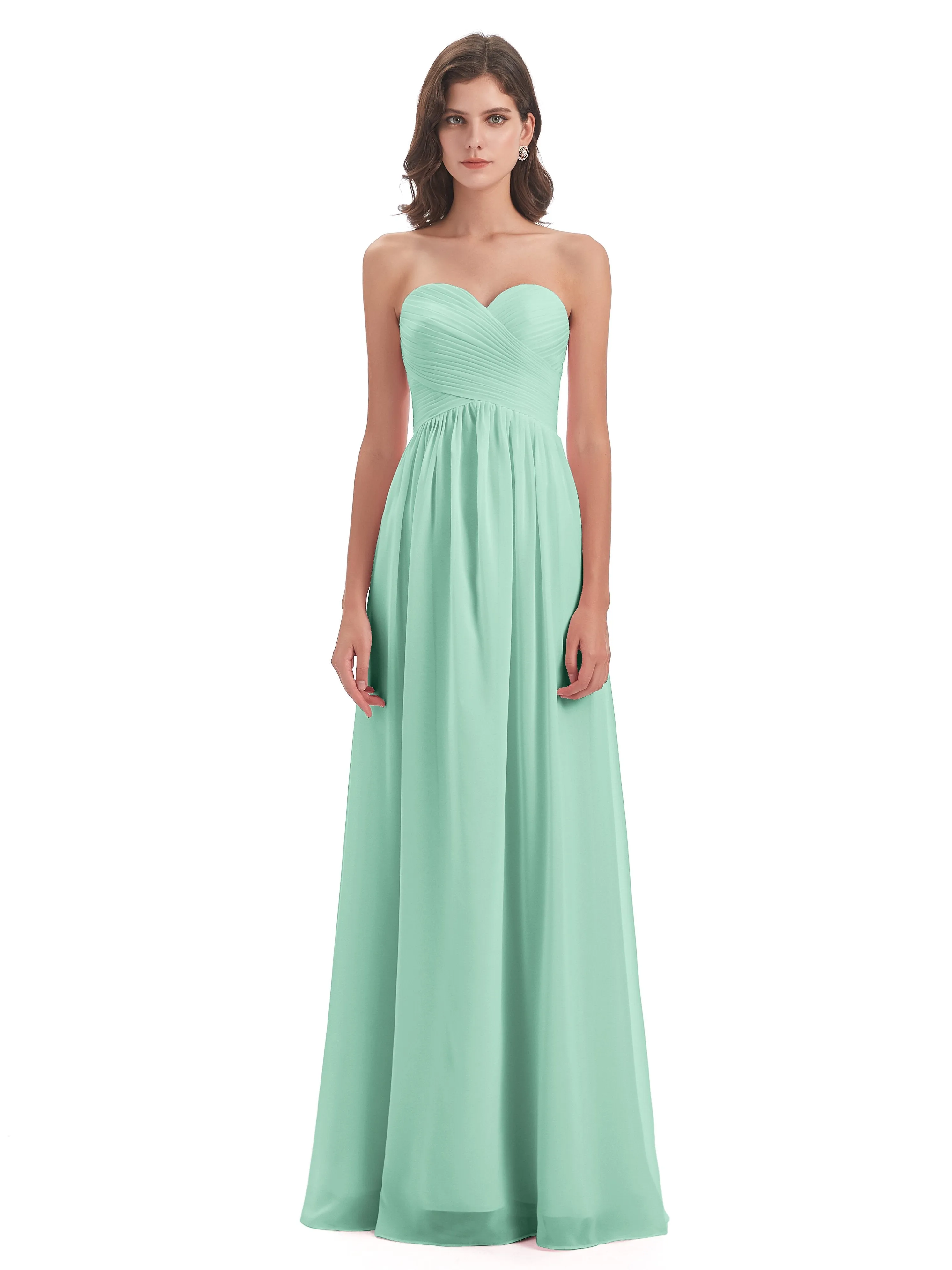 Esmae Sweetheart Sleeveless Long Chiffon Bridesmaid Dresses