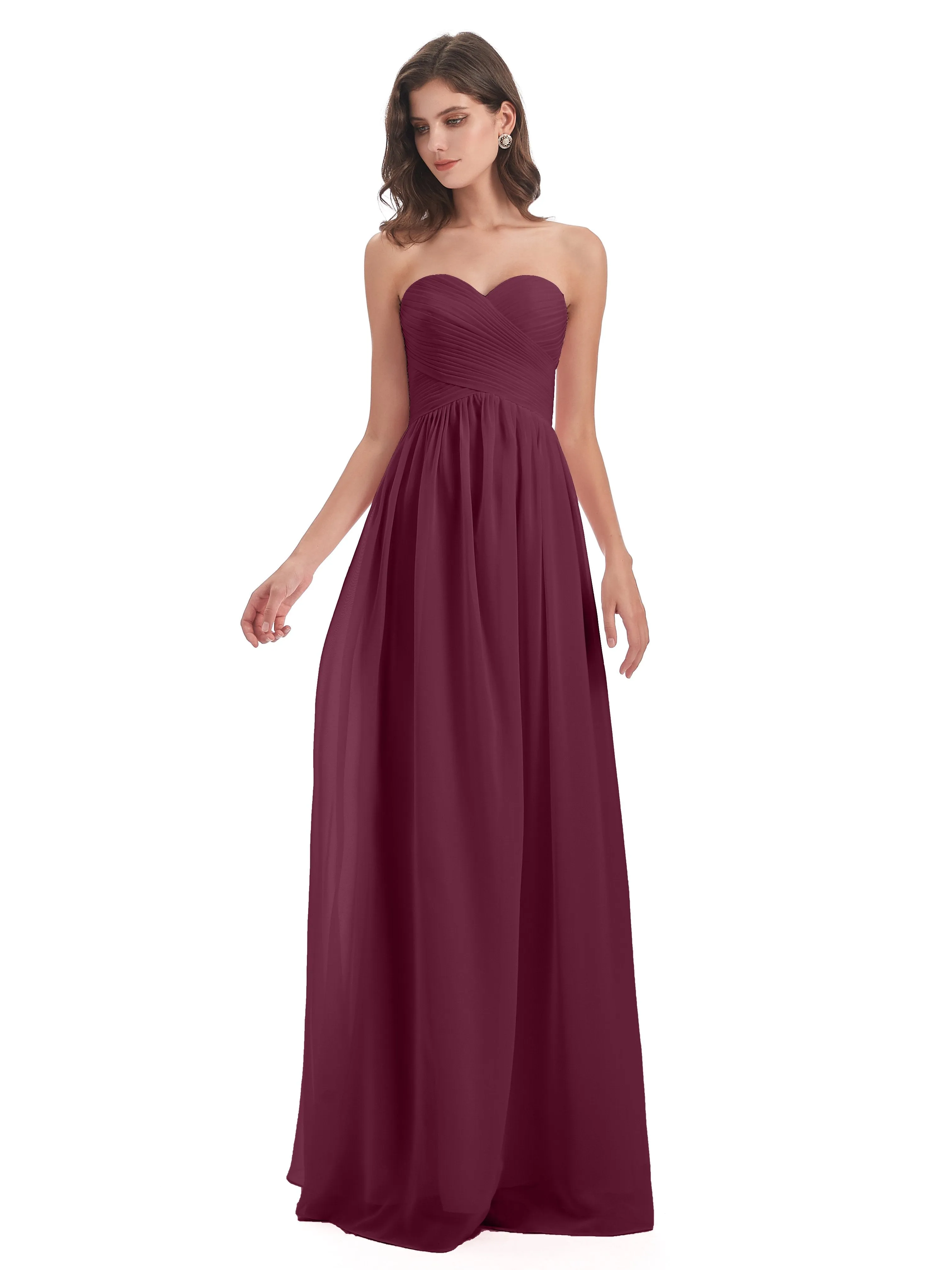 Esmae Sweetheart Sleeveless Long Chiffon Bridesmaid Dresses