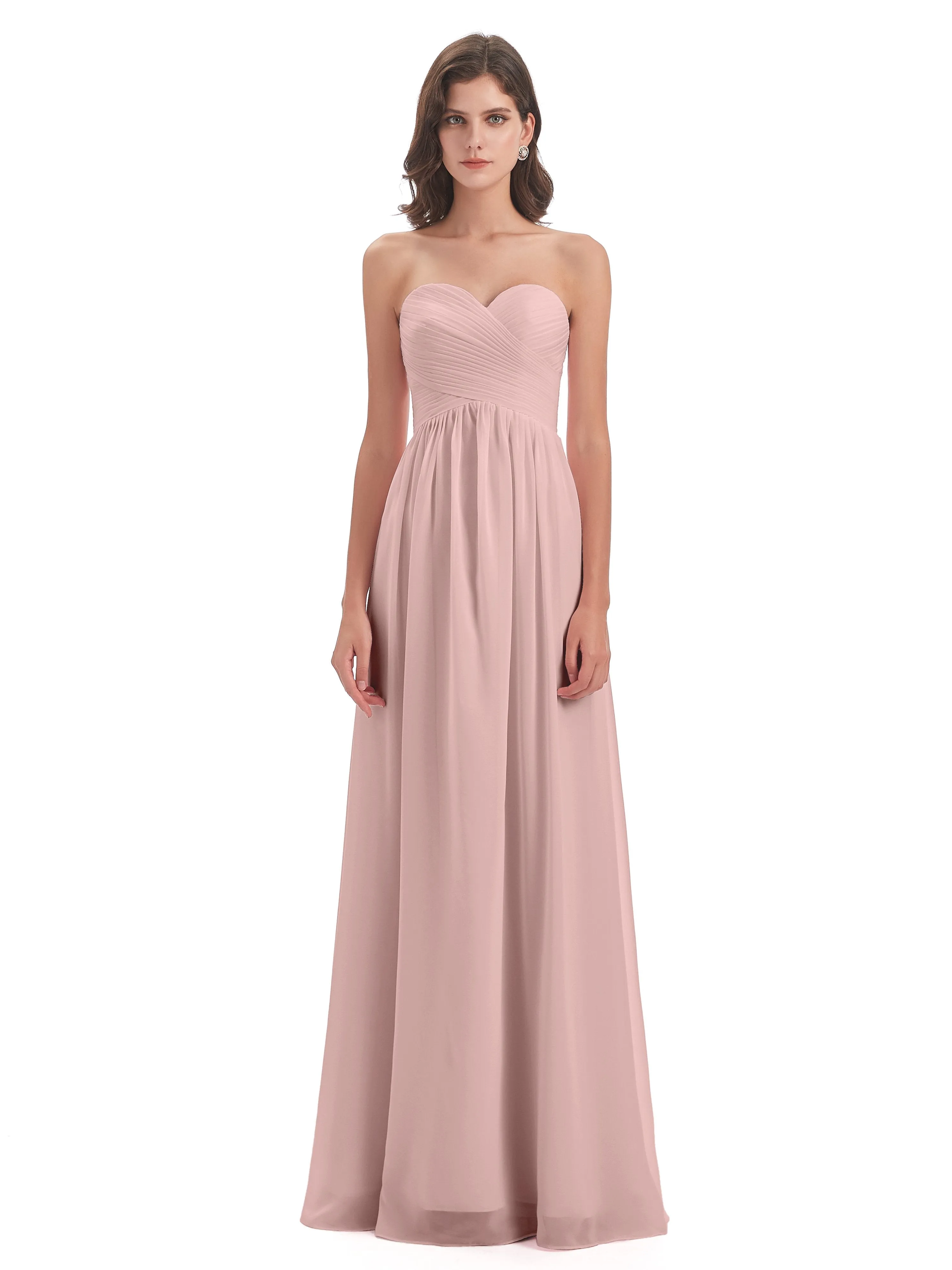 Esmae Sweetheart Sleeveless Long Chiffon Bridesmaid Dresses