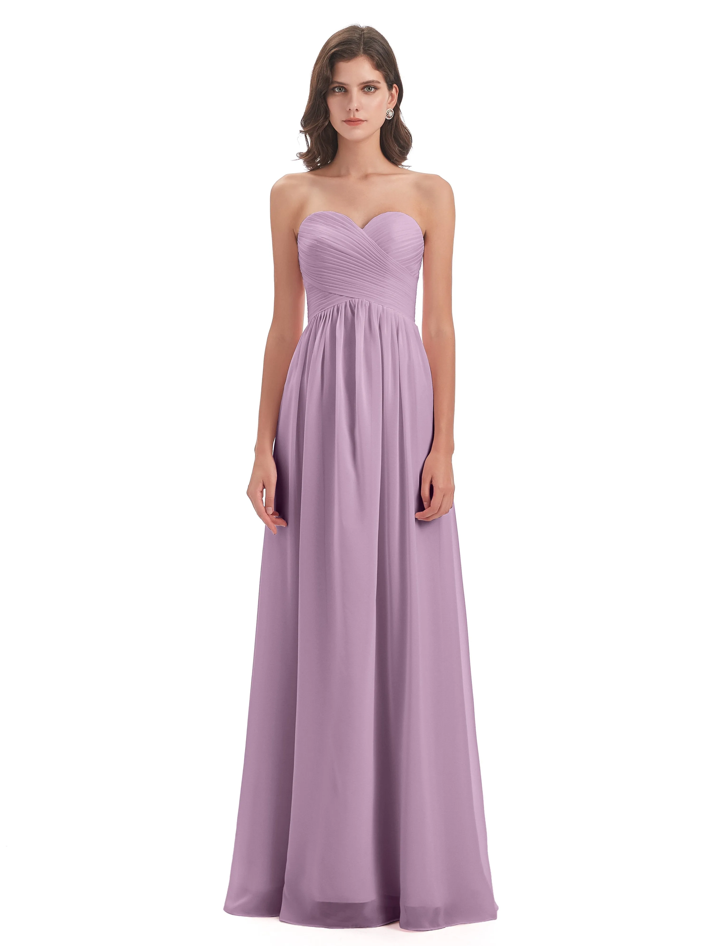 Esmae Sweetheart Sleeveless Long Chiffon Bridesmaid Dresses