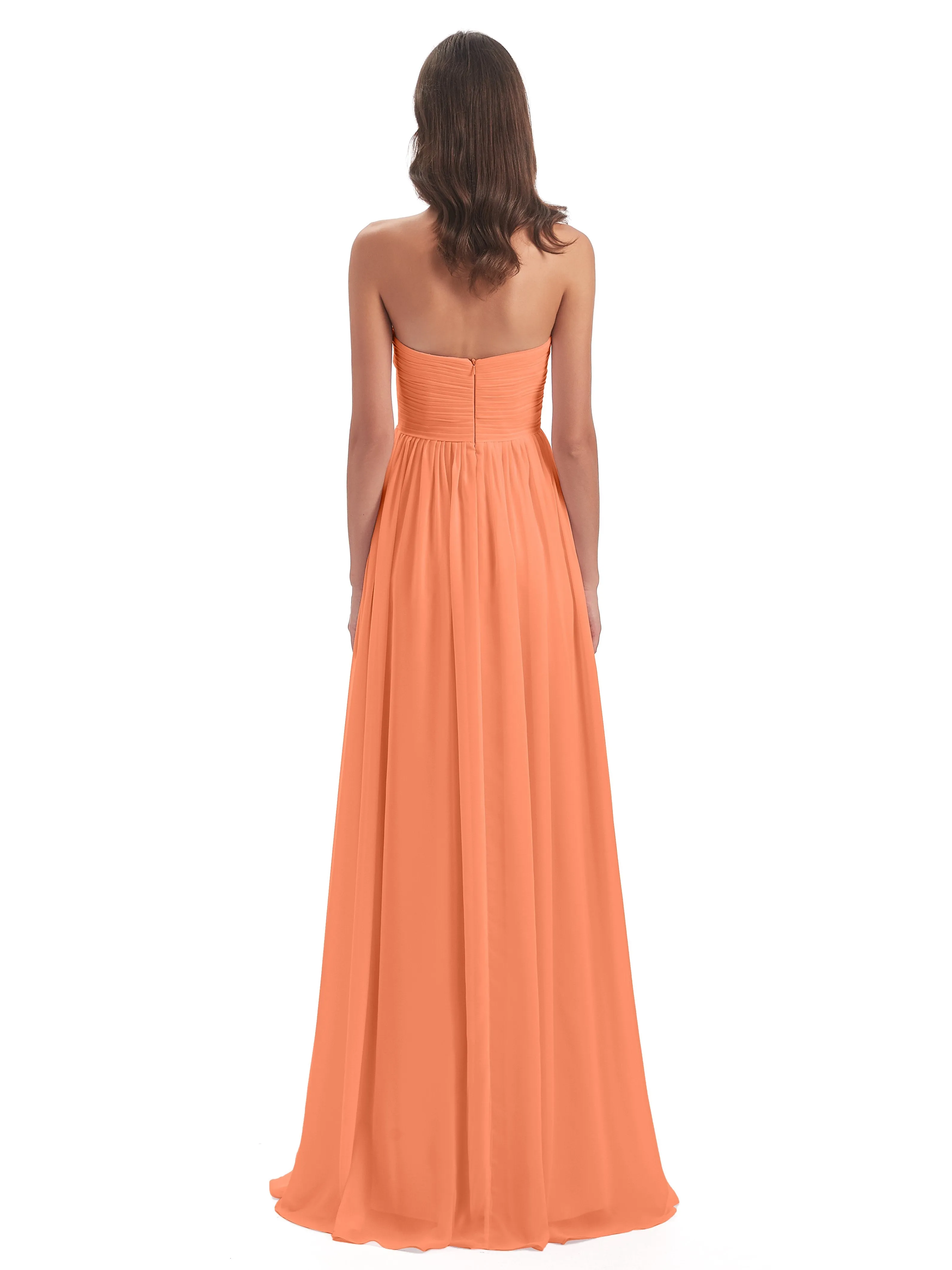 Esmae Sweetheart Sleeveless Long Chiffon Bridesmaid Dresses