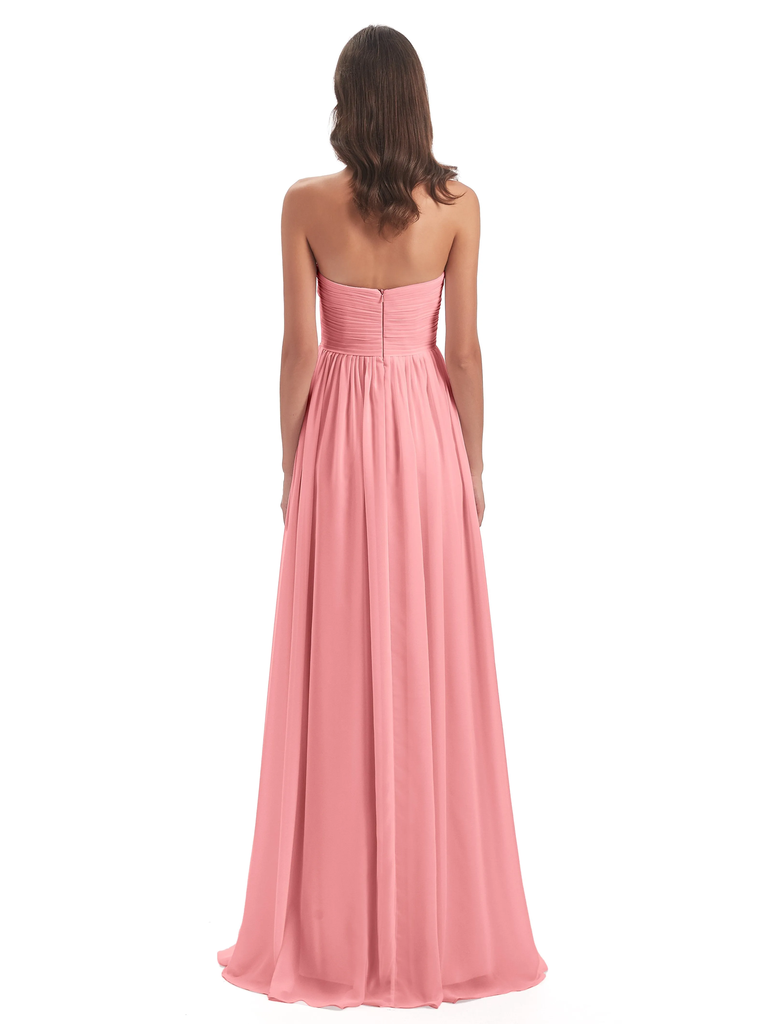 Esmae Sweetheart Sleeveless Long Chiffon Bridesmaid Dresses