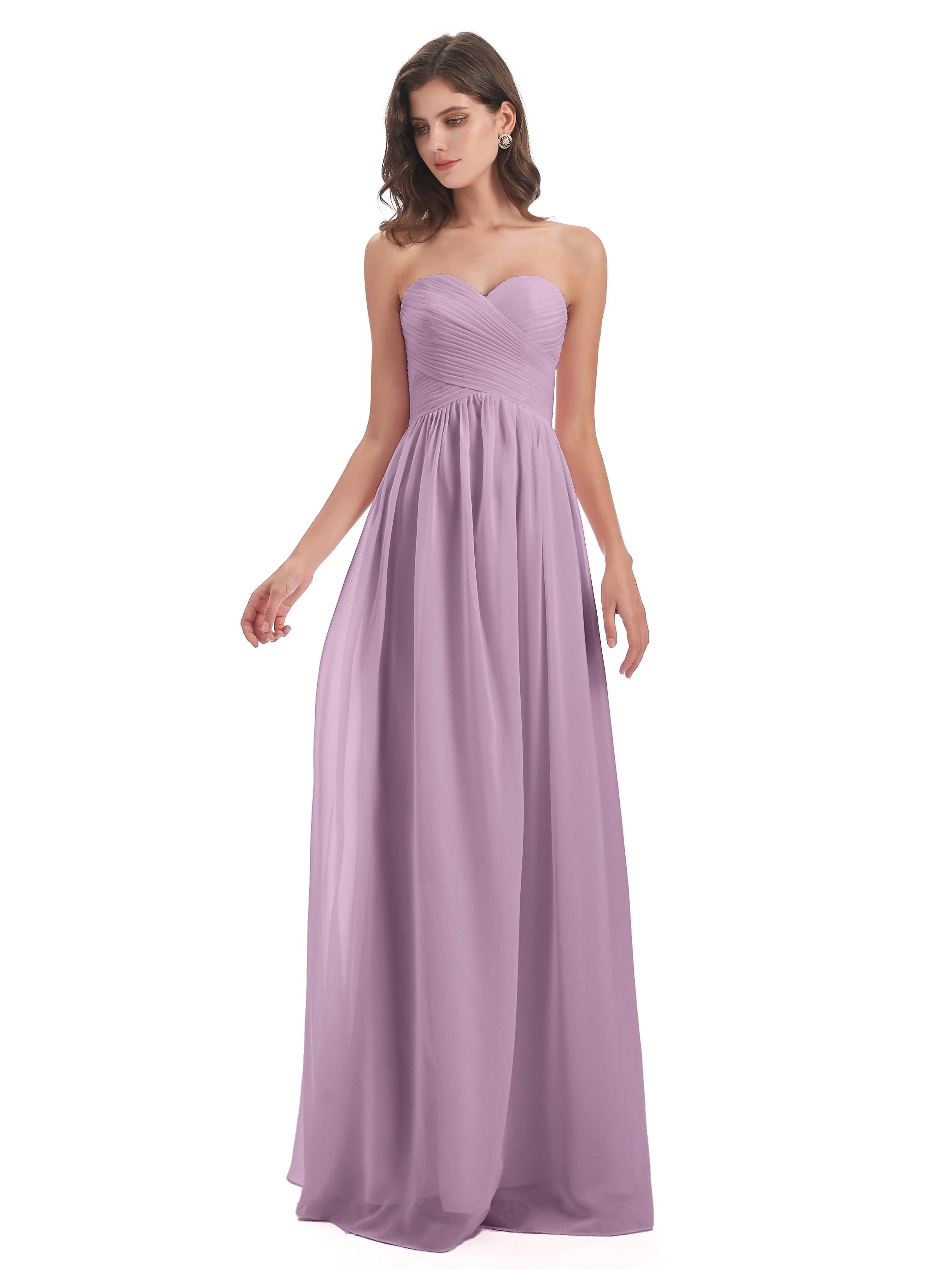 Esmae Sweetheart Sleeveless Long Chiffon Bridesmaid Dresses