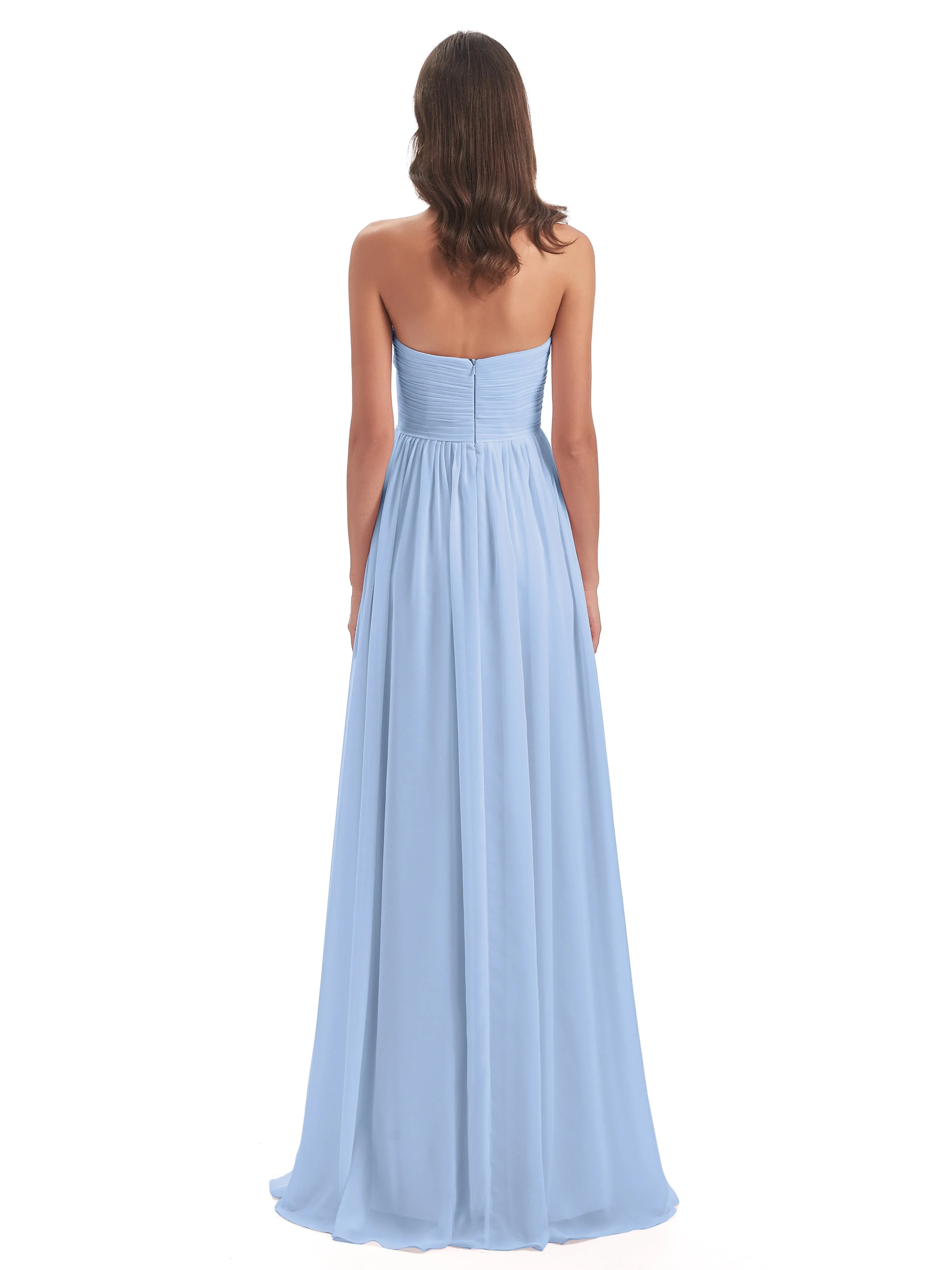 Esmae Sweetheart Sleeveless Long Chiffon Bridesmaid Dresses