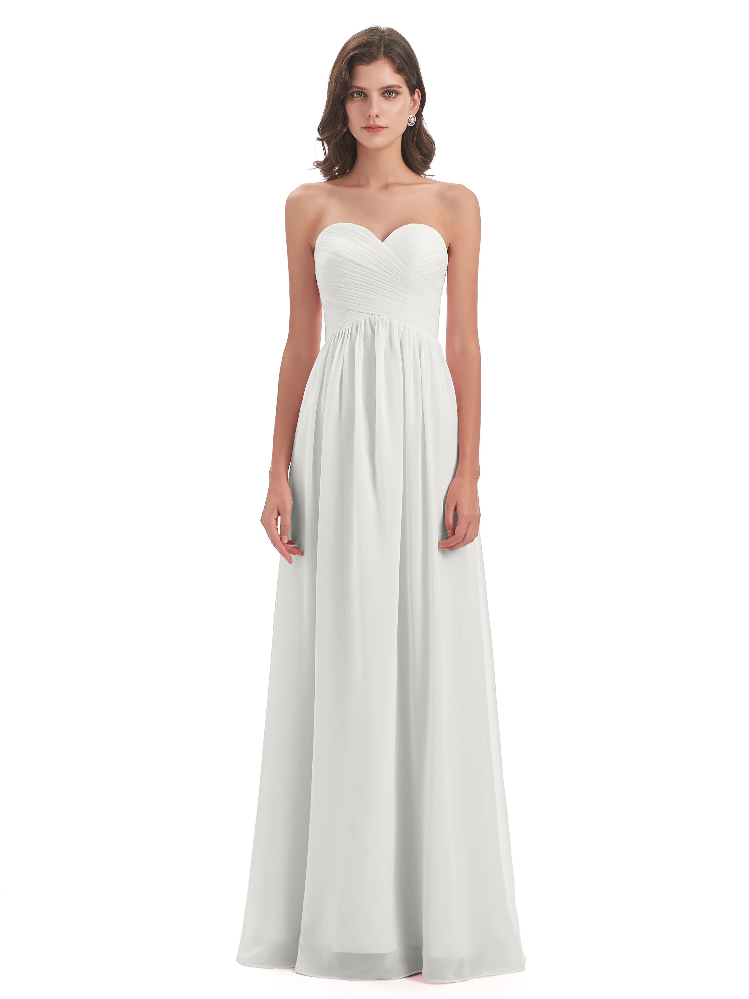 Esmae Sweetheart Sleeveless Long Chiffon Bridesmaid Dresses