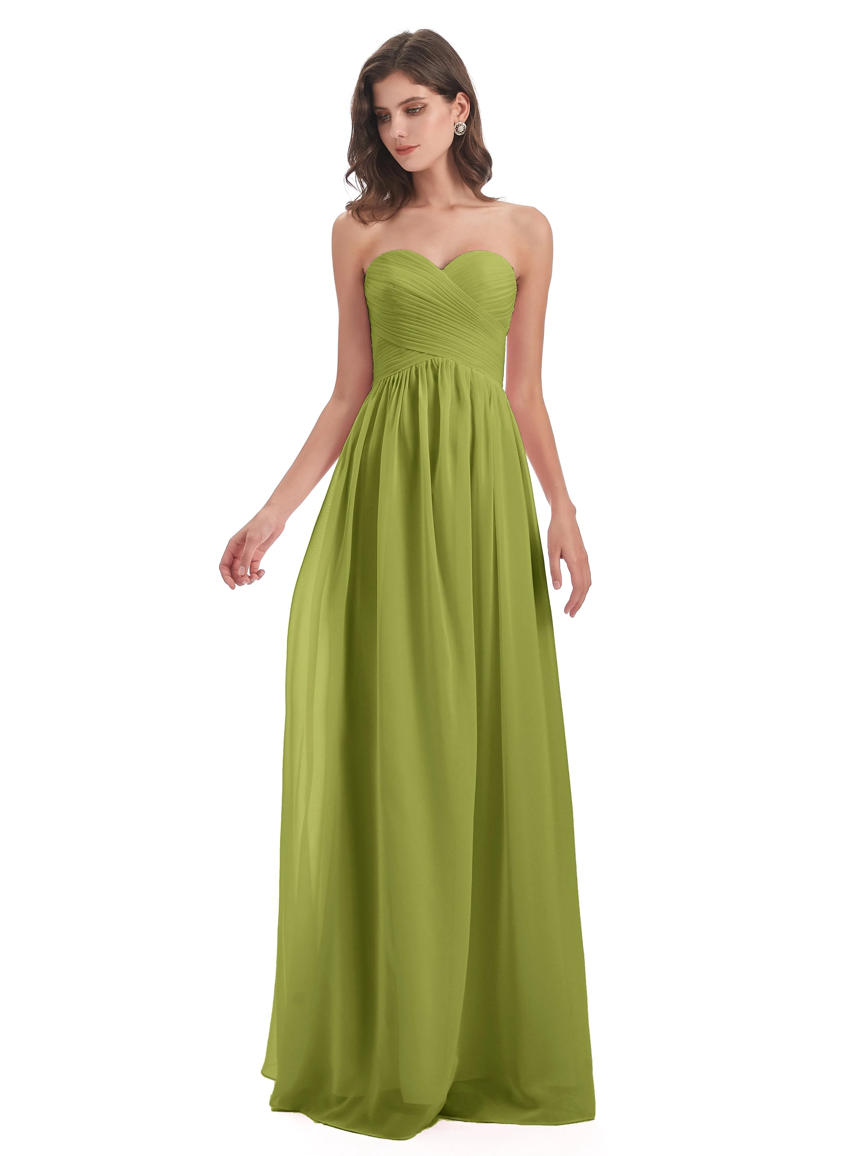 Esmae Sweetheart Sleeveless Long Chiffon Bridesmaid Dresses