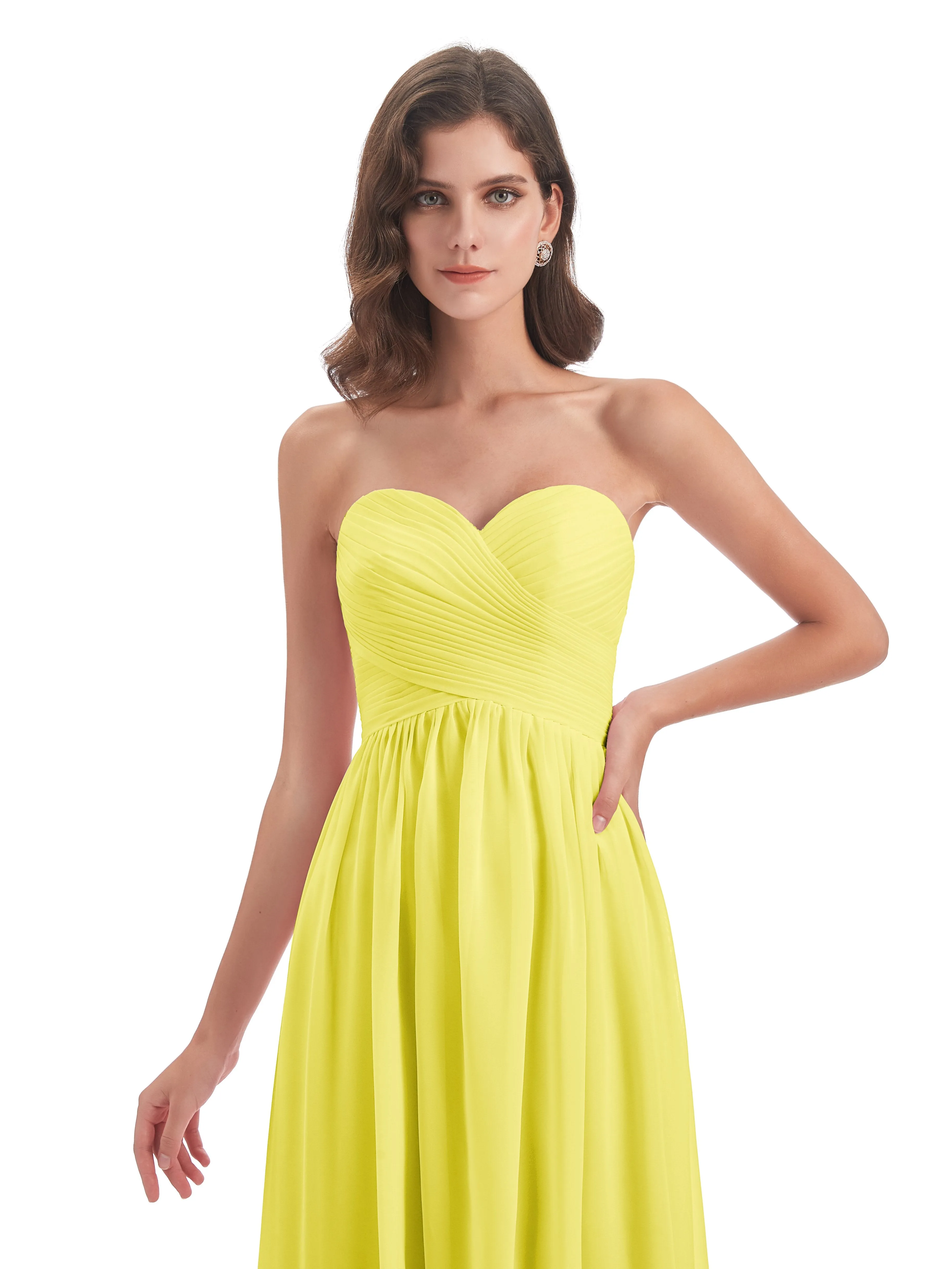 Esmae Sweetheart Sleeveless Long Chiffon Bridesmaid Dresses