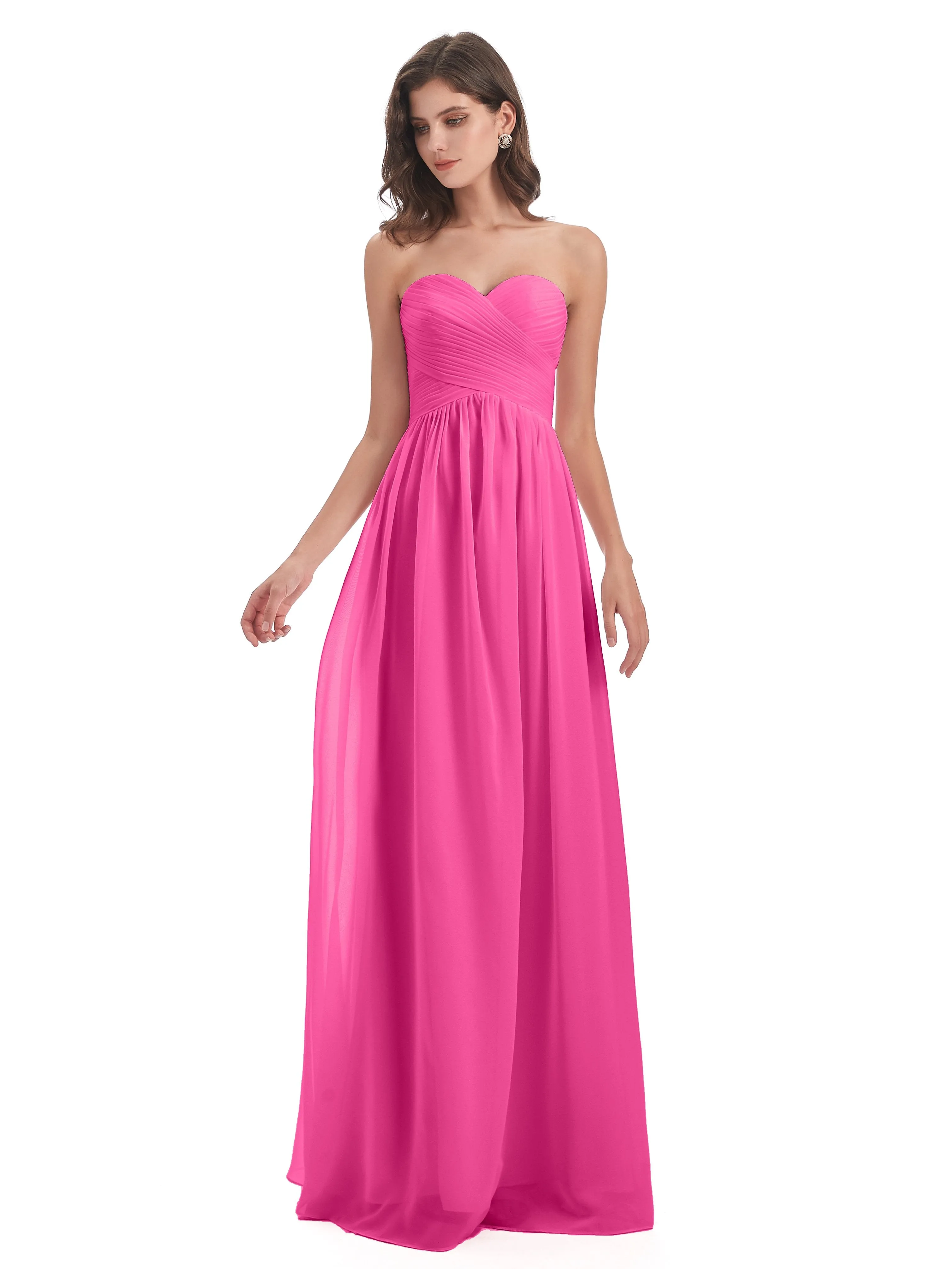 Esmae Sweetheart Sleeveless Long Chiffon Bridesmaid Dresses