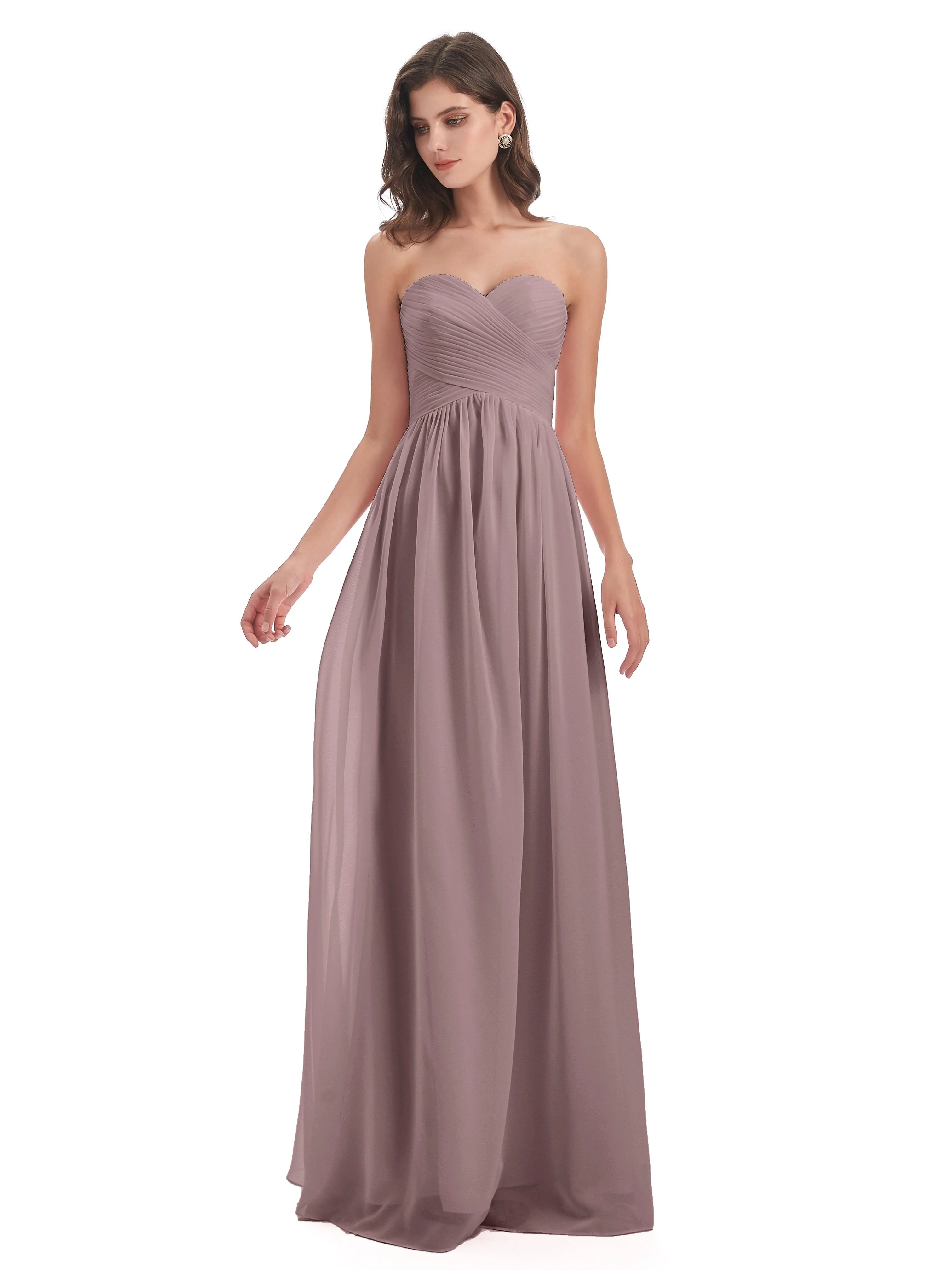 Esmae Sweetheart Sleeveless Long Chiffon Bridesmaid Dresses