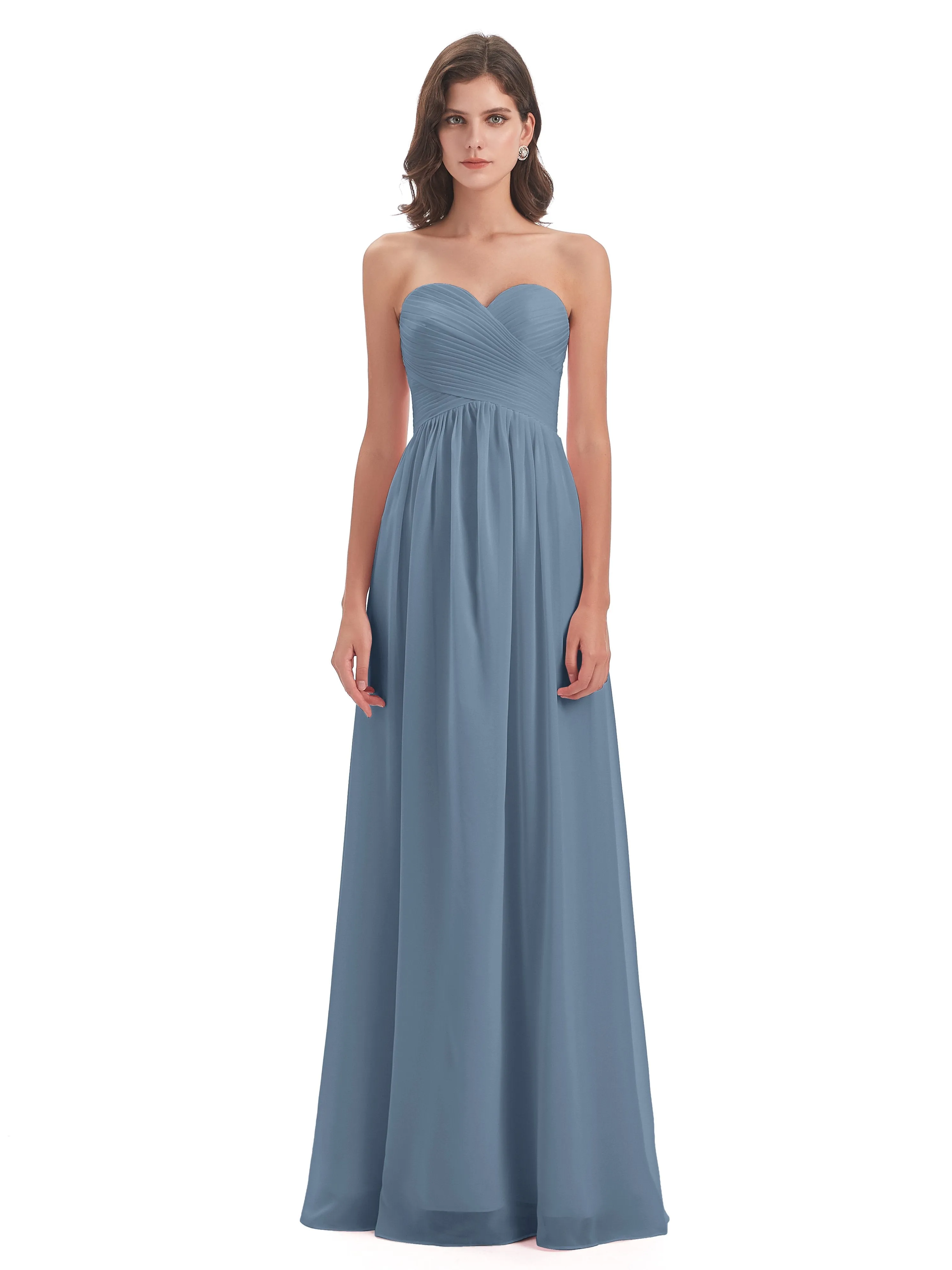 Esmae Sweetheart Sleeveless Long Chiffon Bridesmaid Dresses