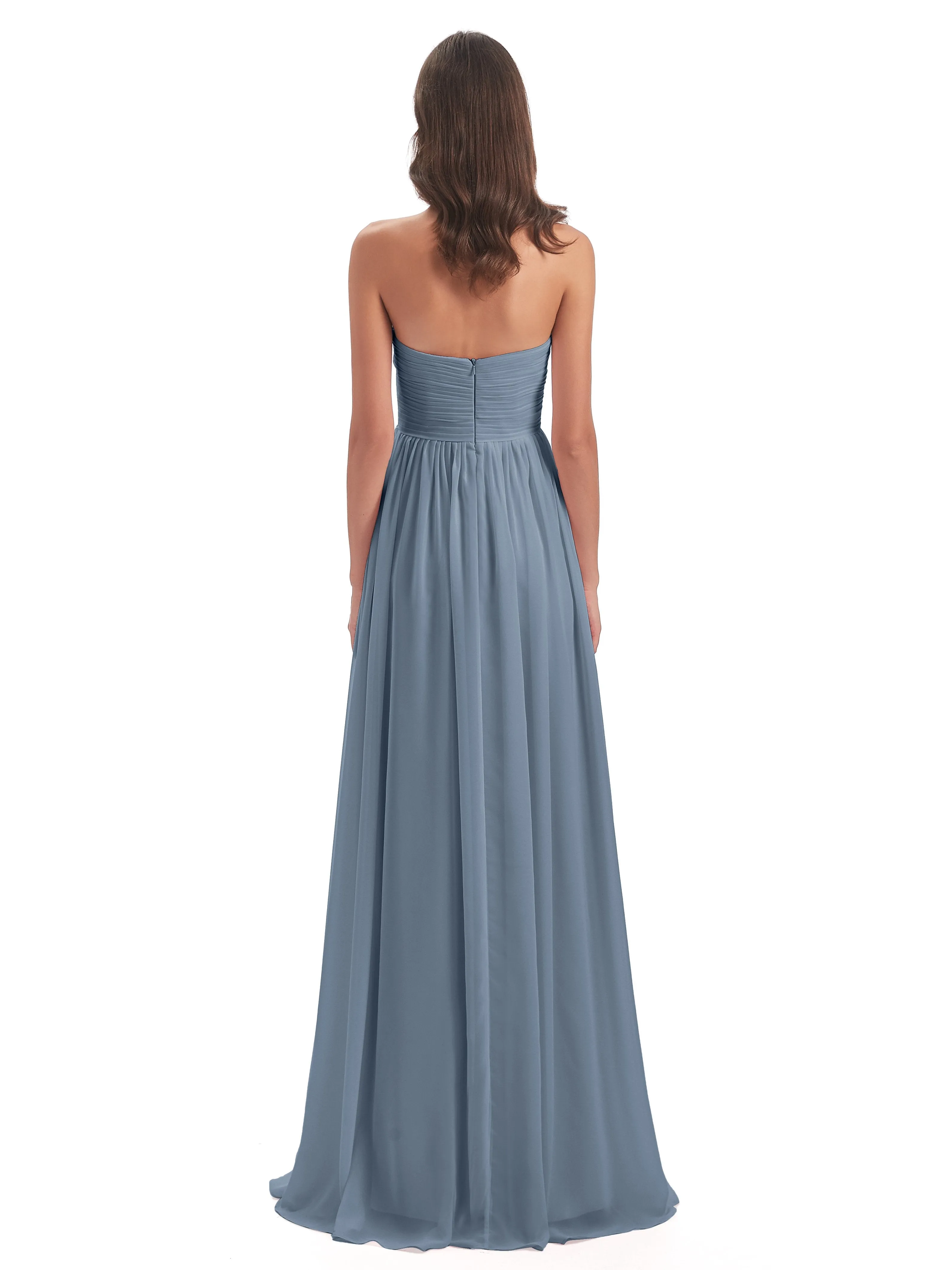 Esmae Sweetheart Sleeveless Long Chiffon Bridesmaid Dresses