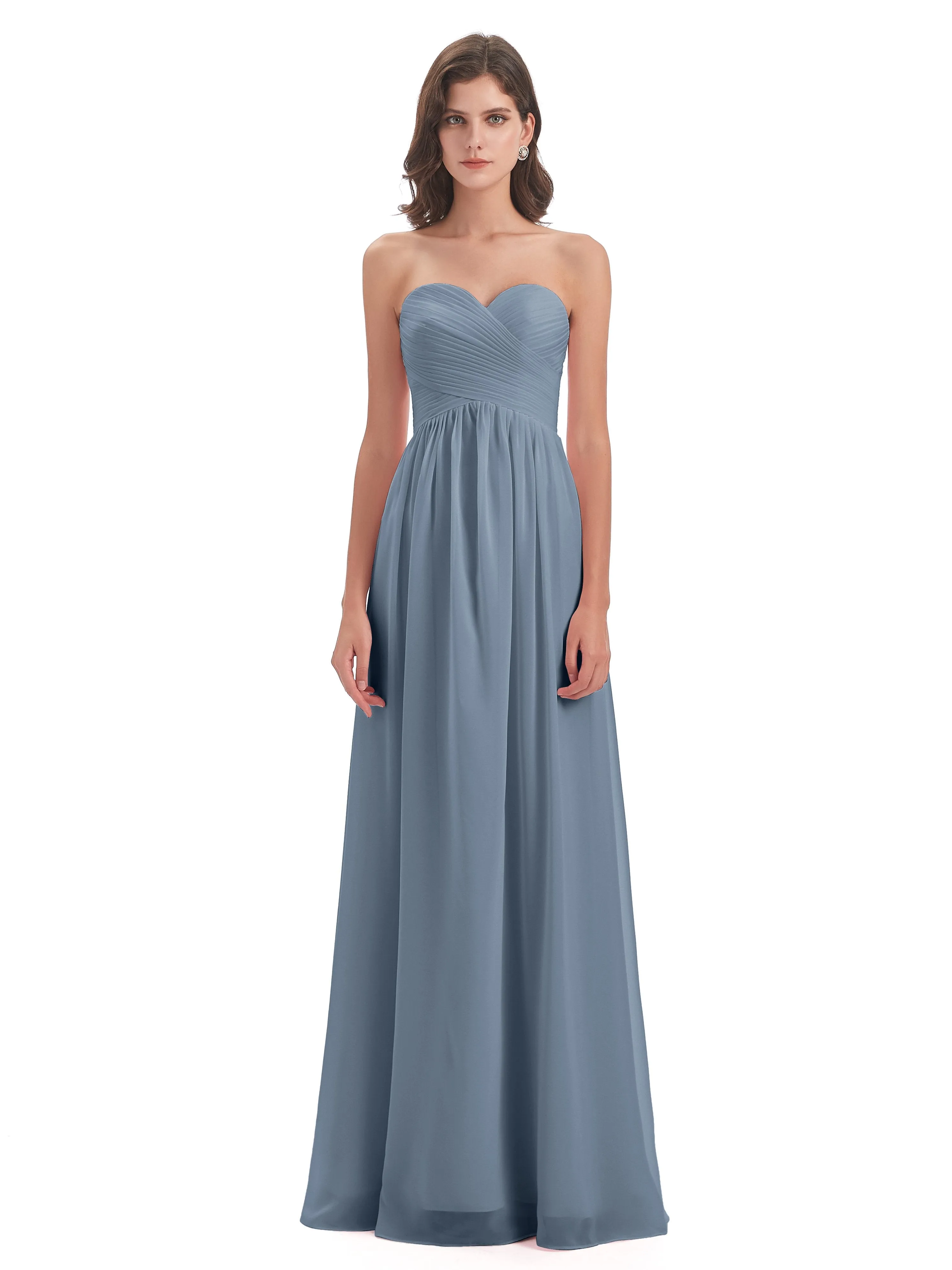 Esmae Sweetheart Sleeveless Long Chiffon Bridesmaid Dresses