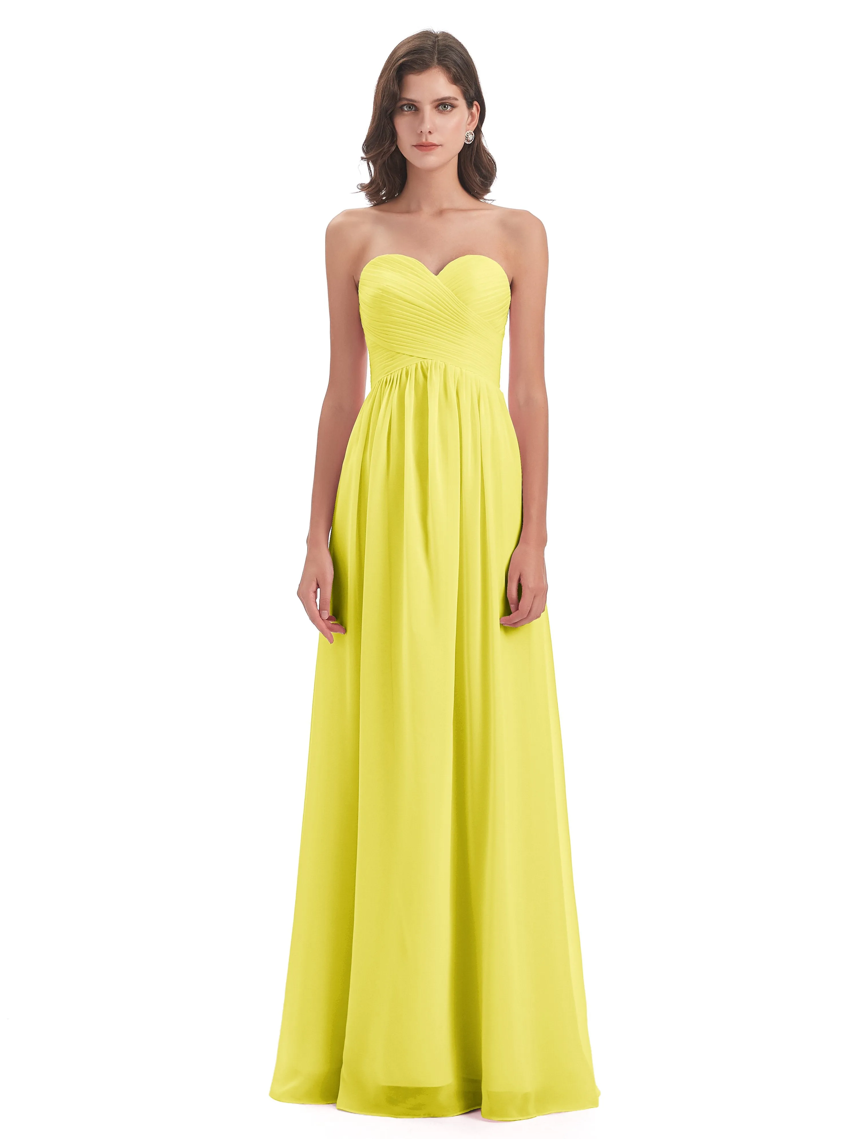 Esmae Sweetheart Sleeveless Long Chiffon Bridesmaid Dresses