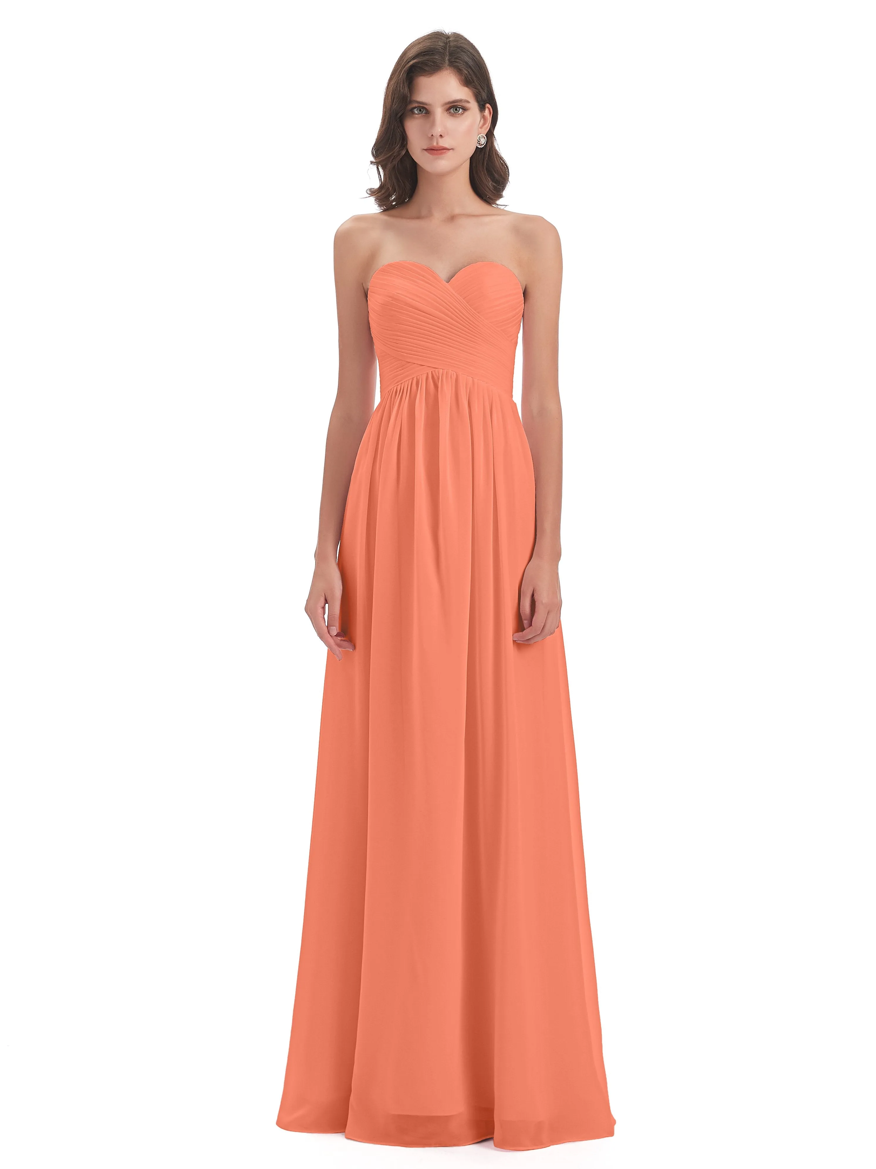 Esmae Sweetheart Sleeveless Long Chiffon Bridesmaid Dresses