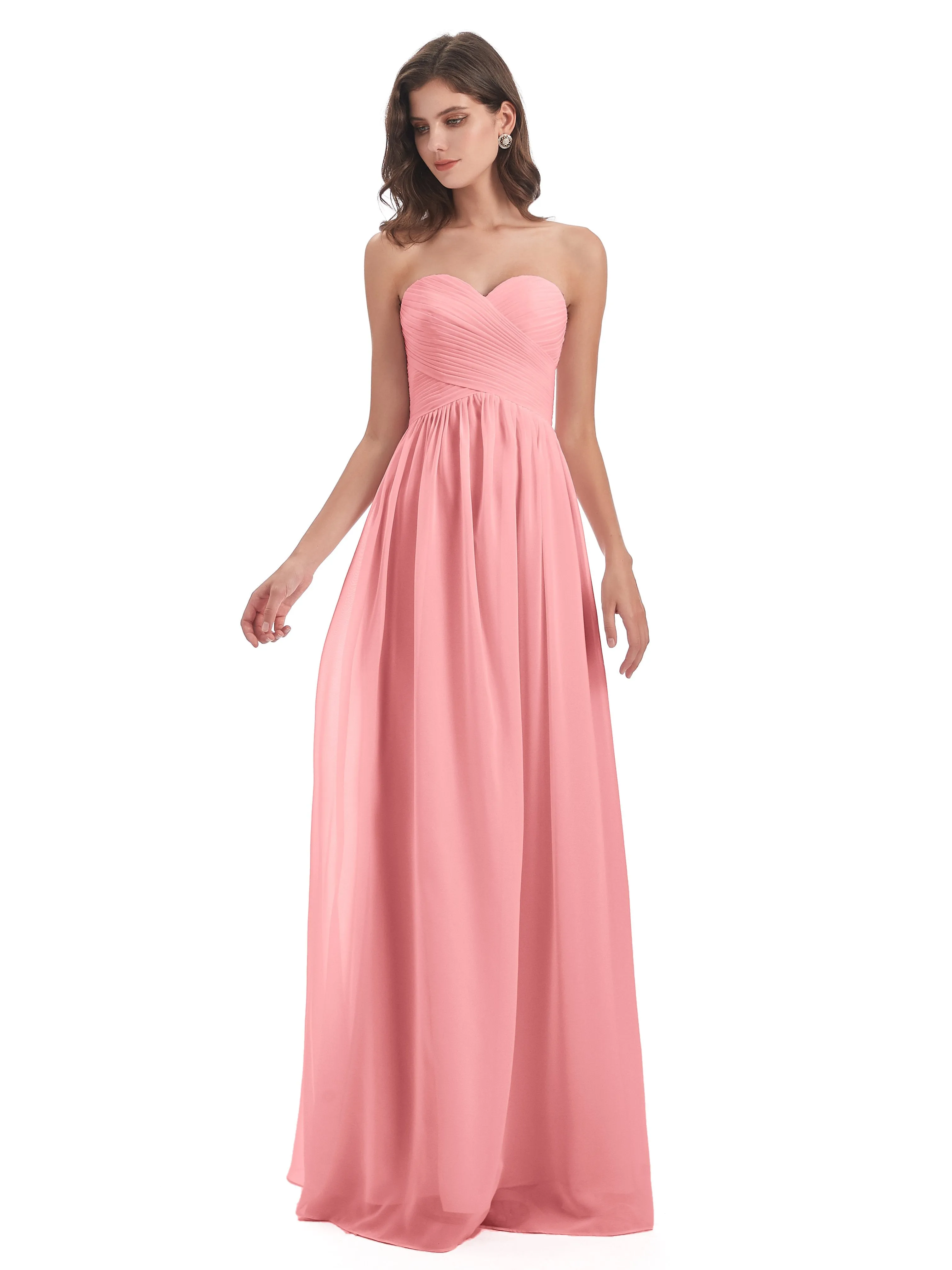 Esmae Sweetheart Sleeveless Long Chiffon Bridesmaid Dresses