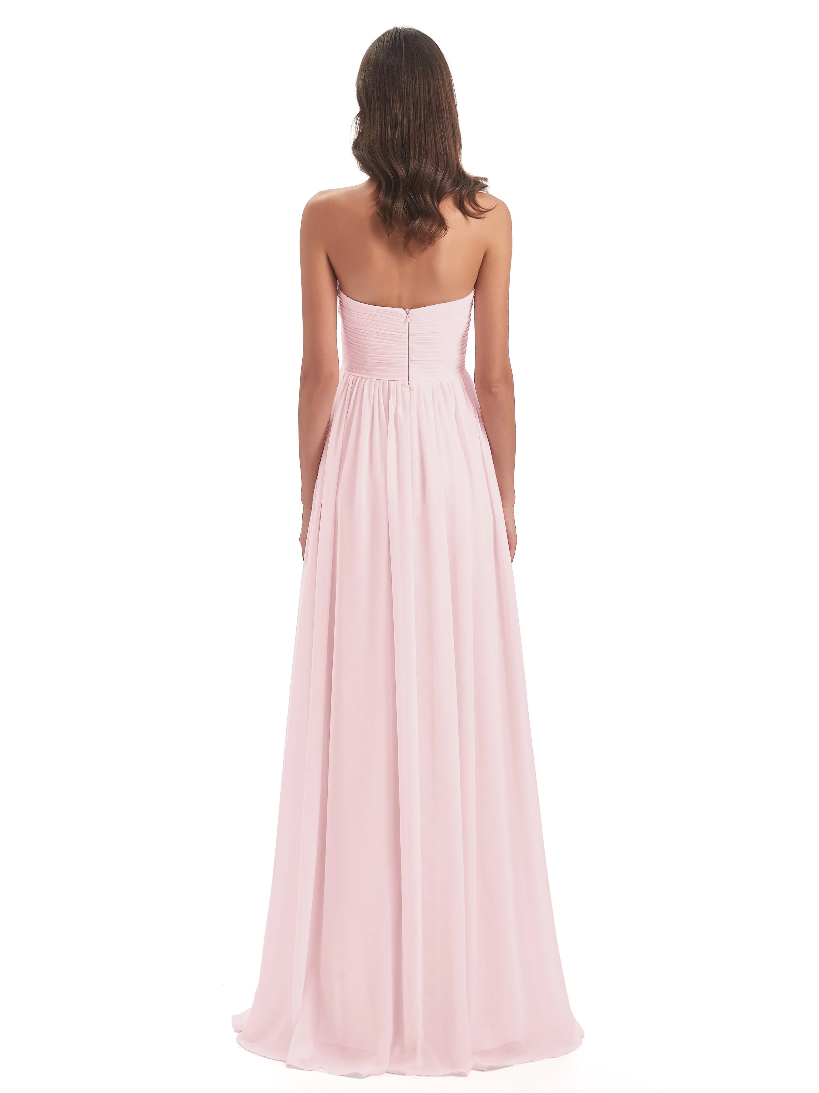 Esmae Sweetheart Sleeveless Long Chiffon Bridesmaid Dresses