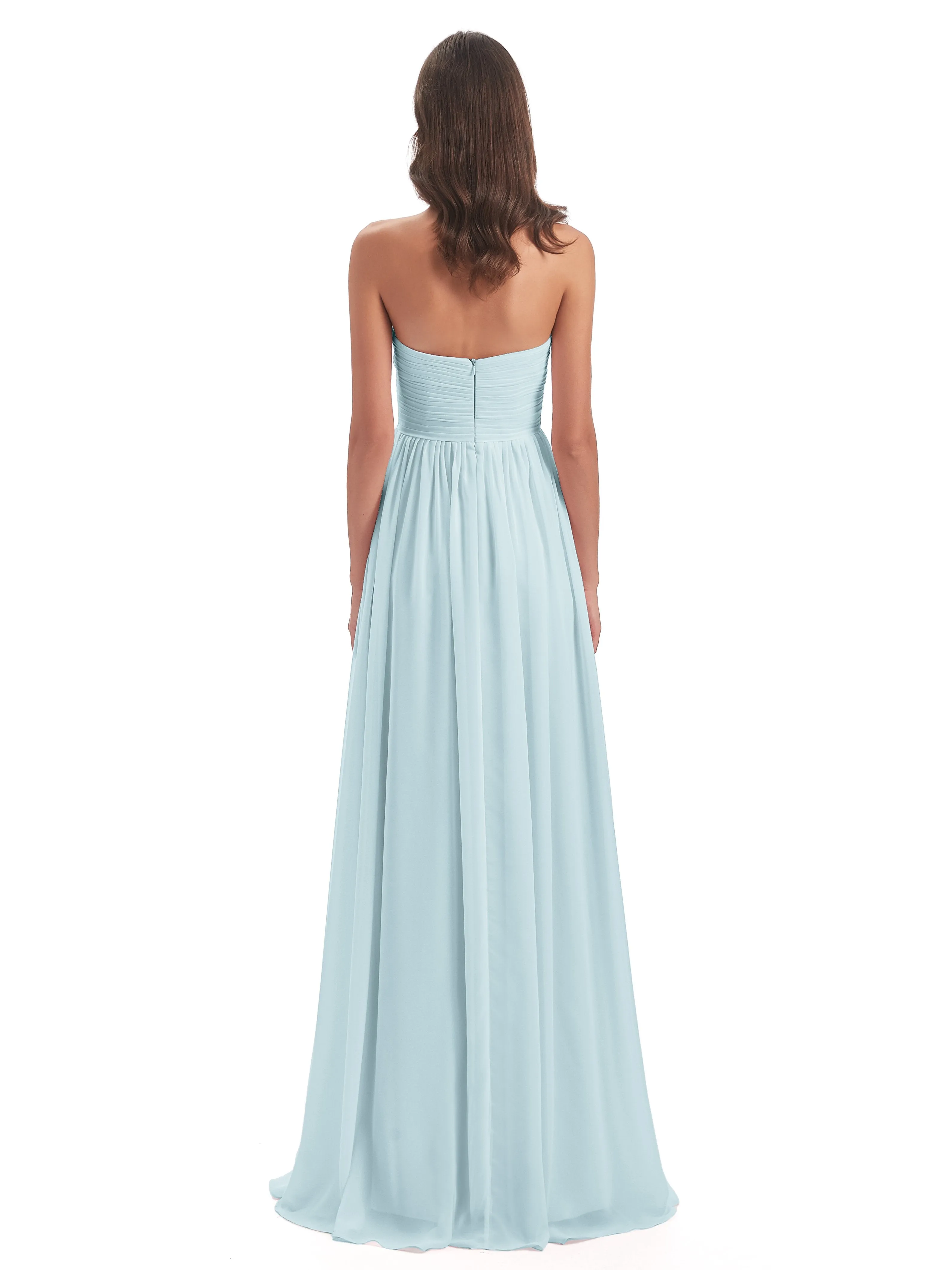 Esmae Sweetheart Sleeveless Long Chiffon Bridesmaid Dresses