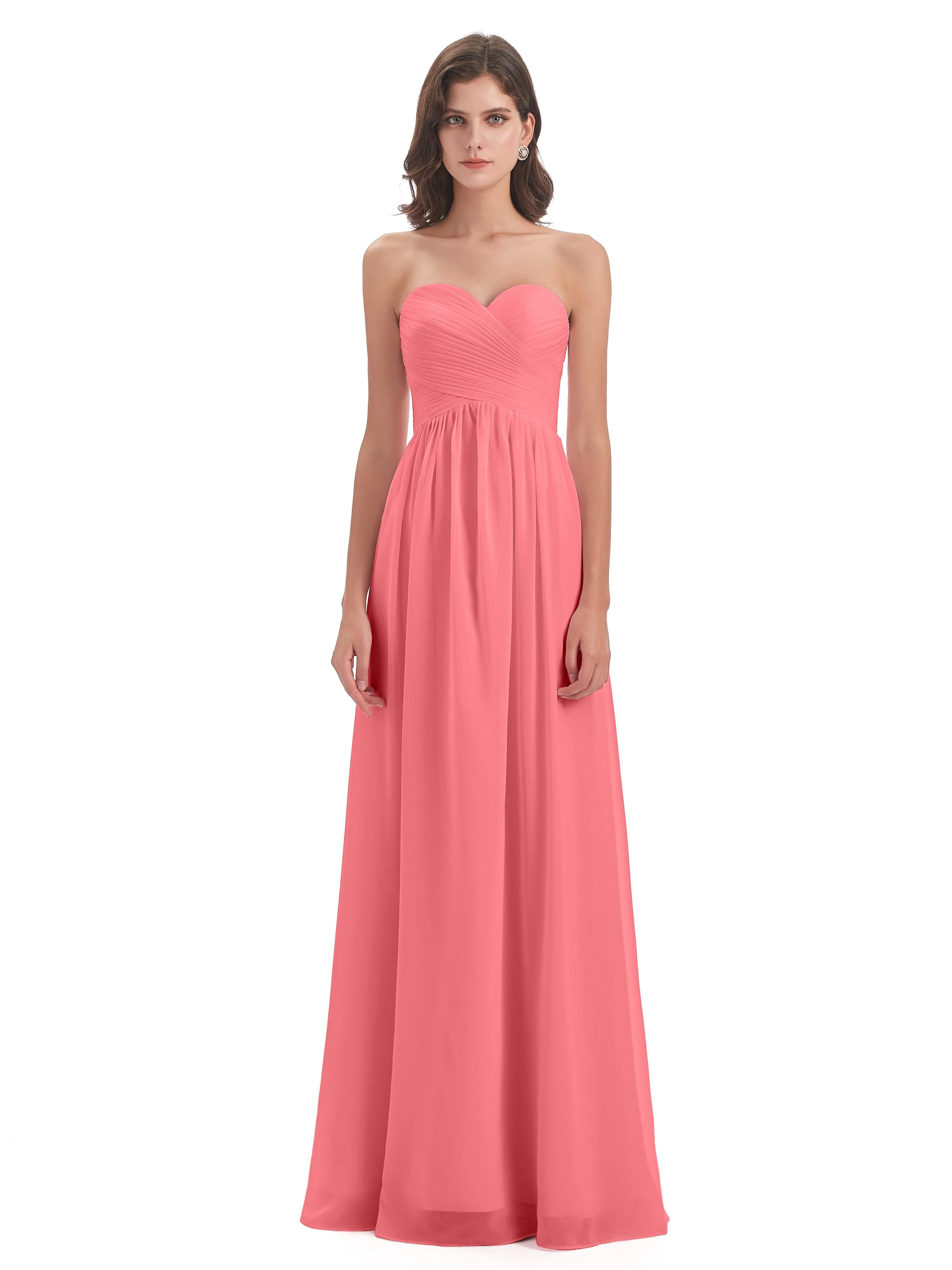 Esmae Sweetheart Sleeveless Long Chiffon Bridesmaid Dresses