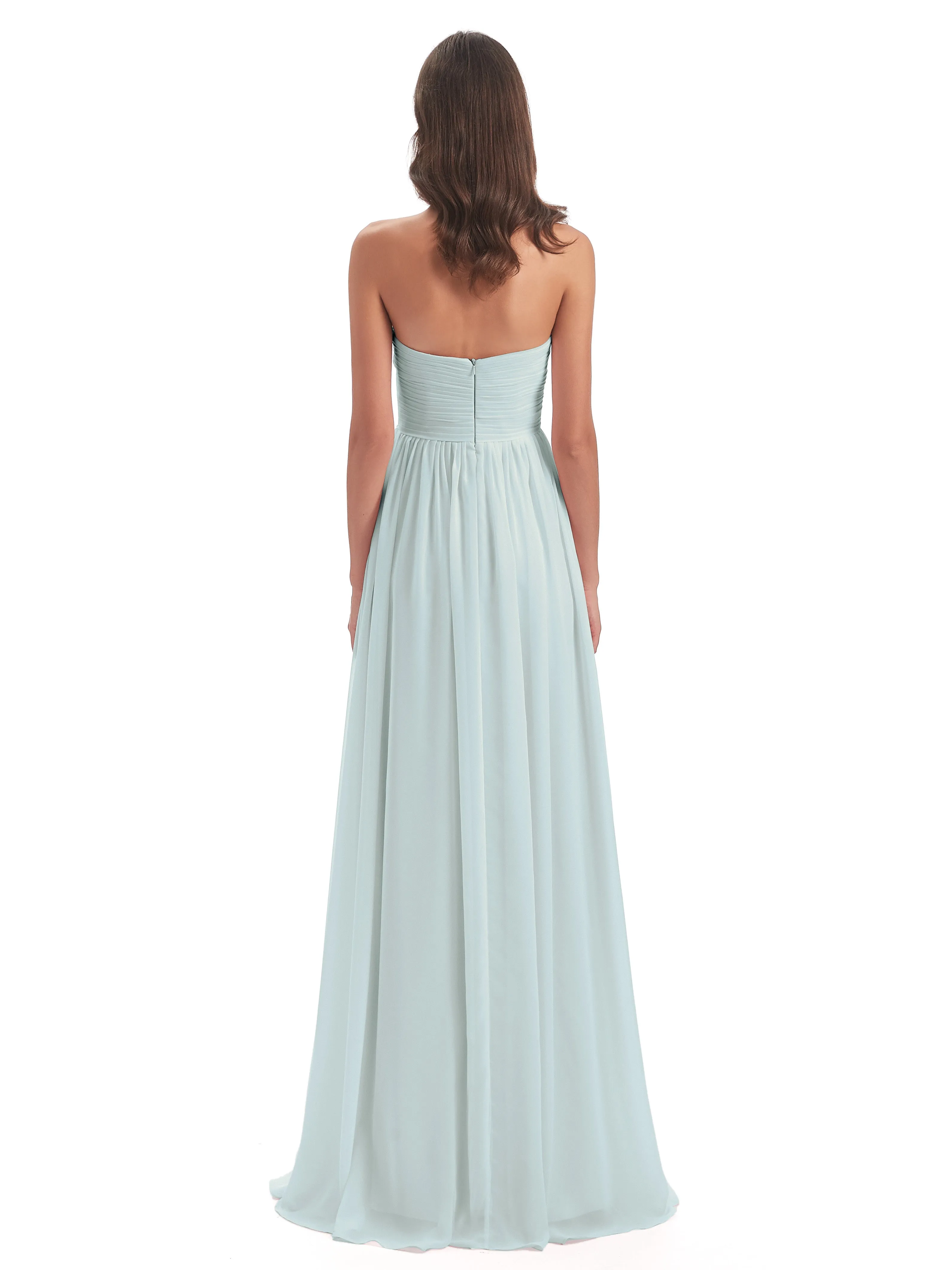 Esmae Sweetheart Sleeveless Long Chiffon Bridesmaid Dresses