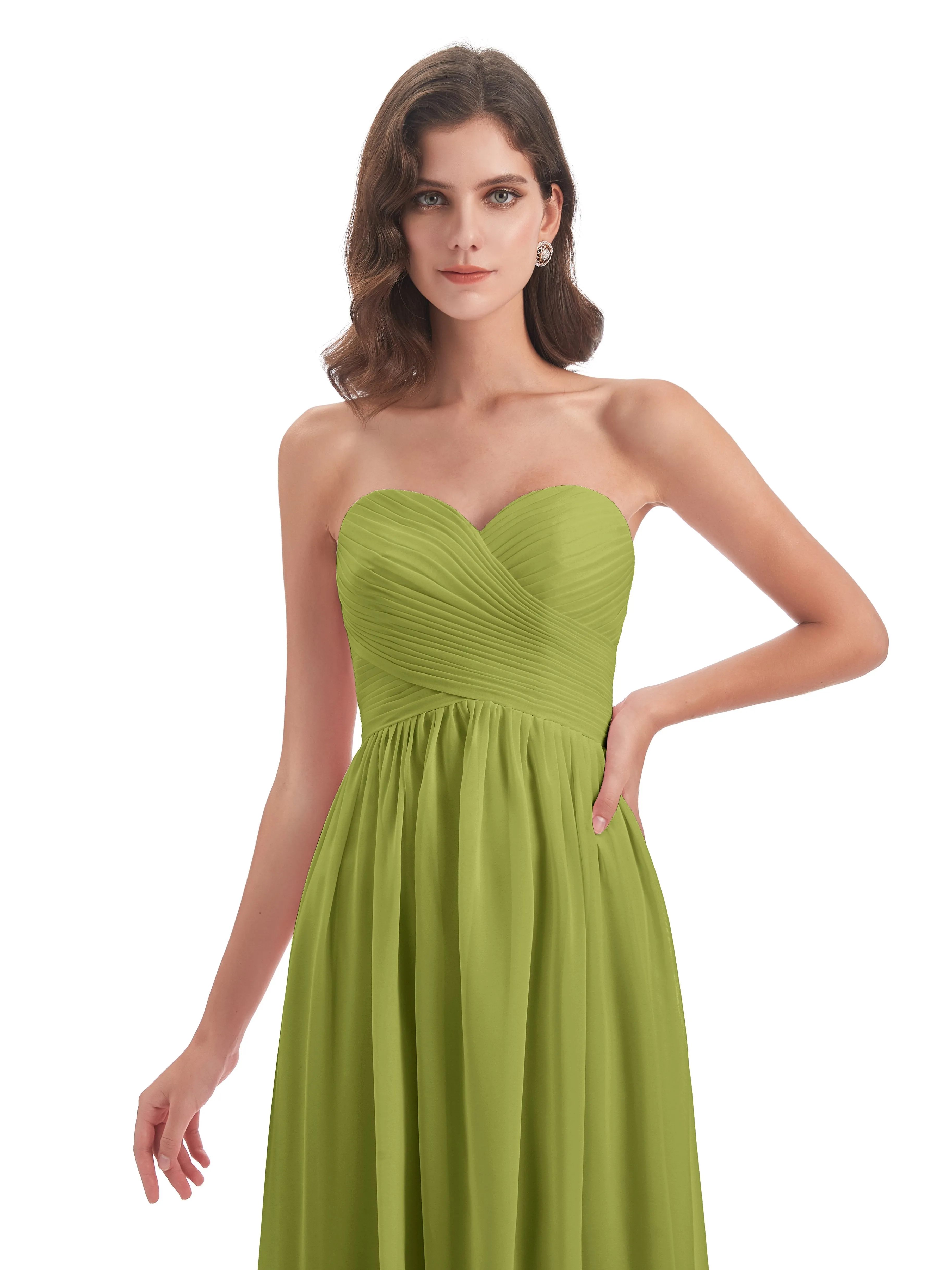 Esmae Sweetheart Sleeveless Long Chiffon Bridesmaid Dresses