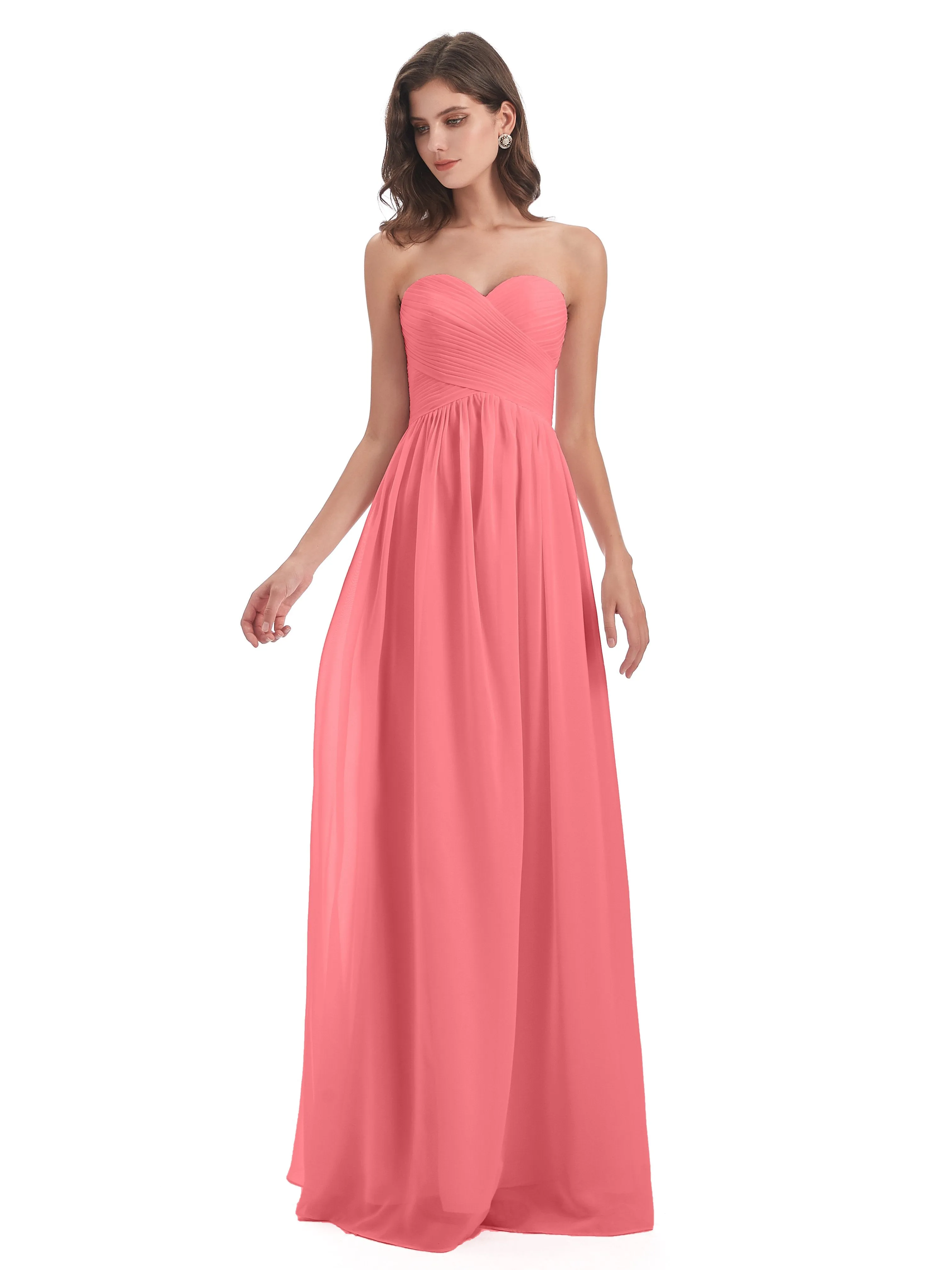 Esmae Sweetheart Sleeveless Long Chiffon Bridesmaid Dresses