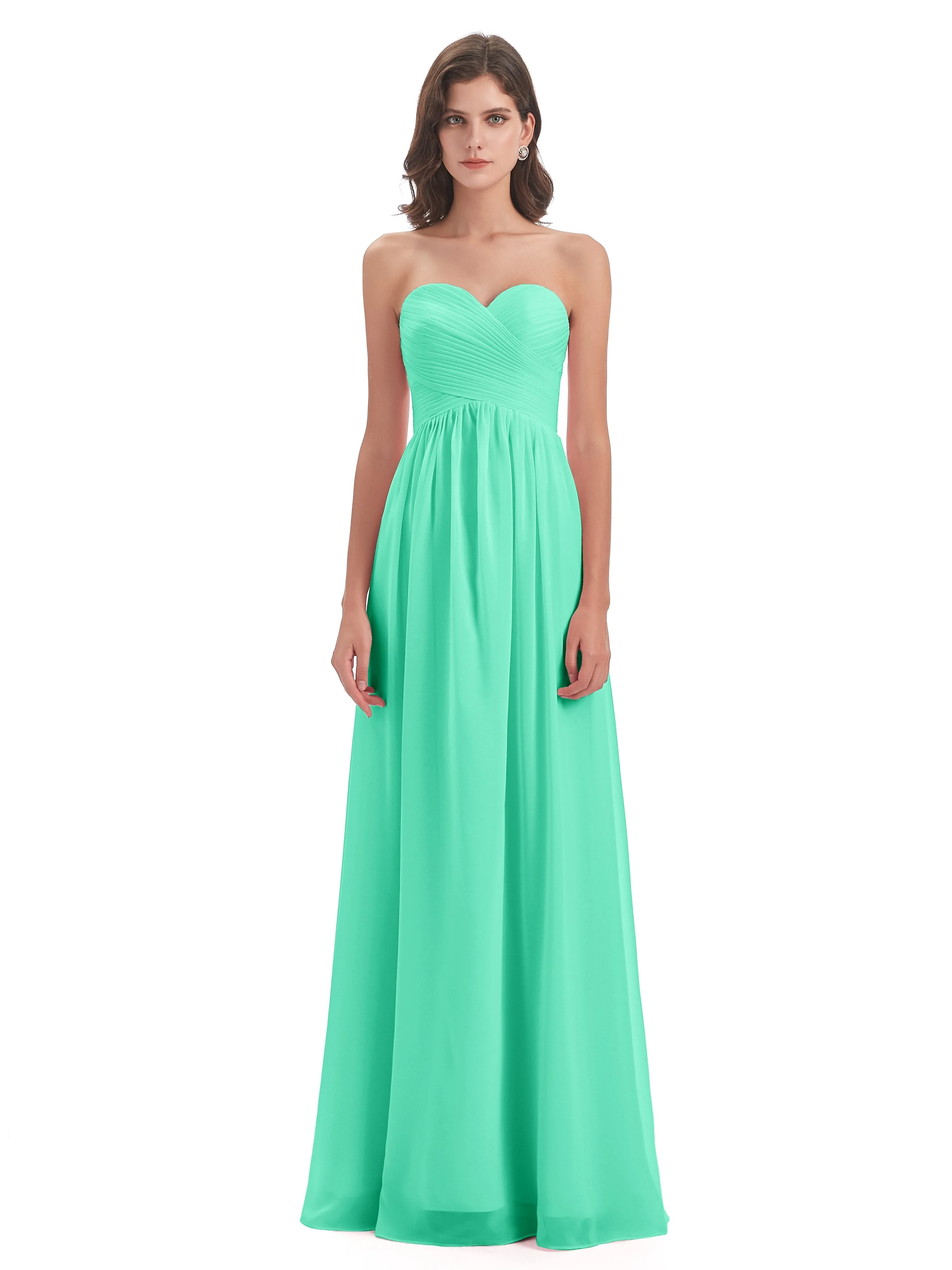 Esmae Sweetheart Sleeveless Long Chiffon Bridesmaid Dresses