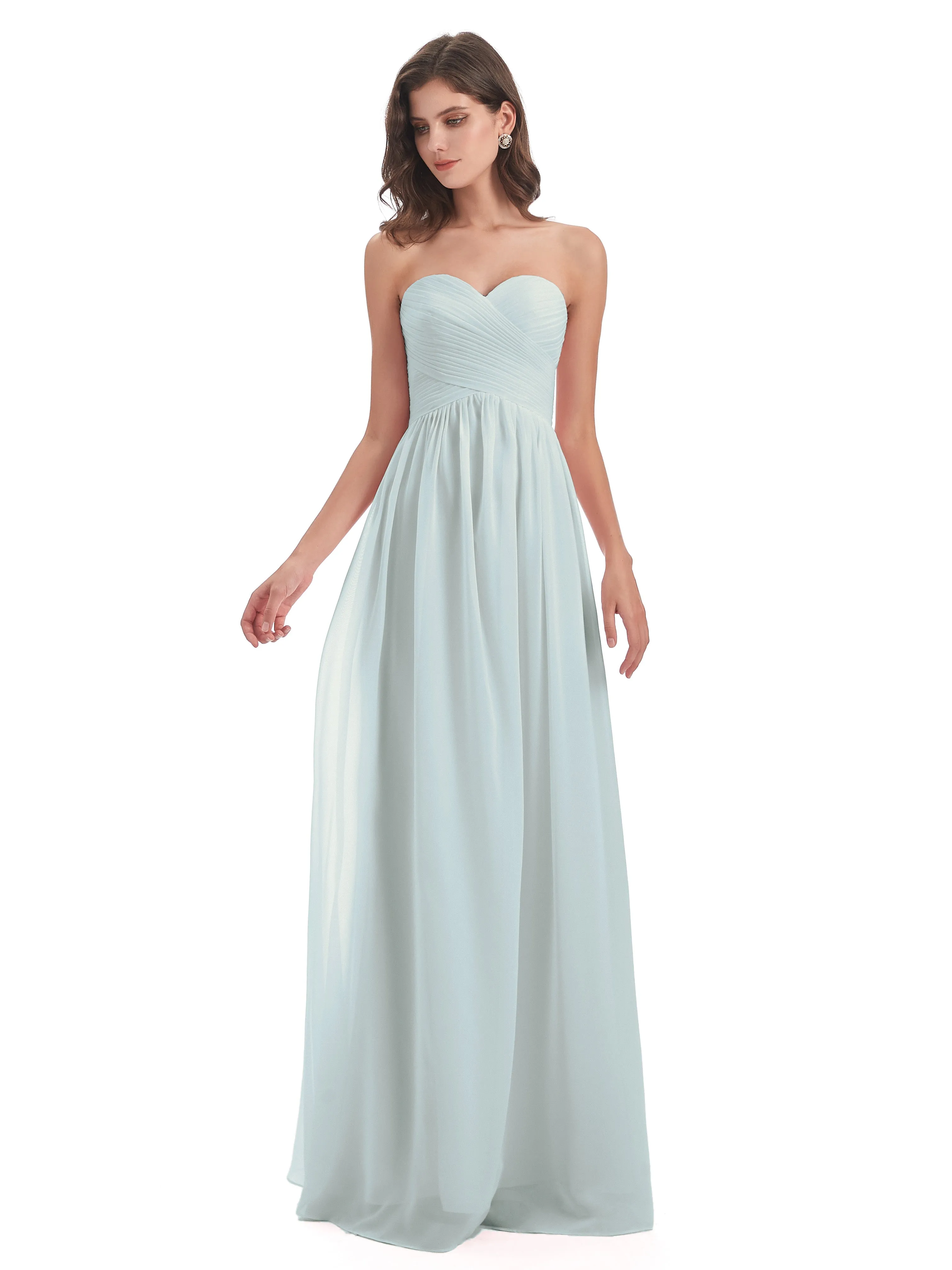 Esmae Sweetheart Sleeveless Long Chiffon Bridesmaid Dresses