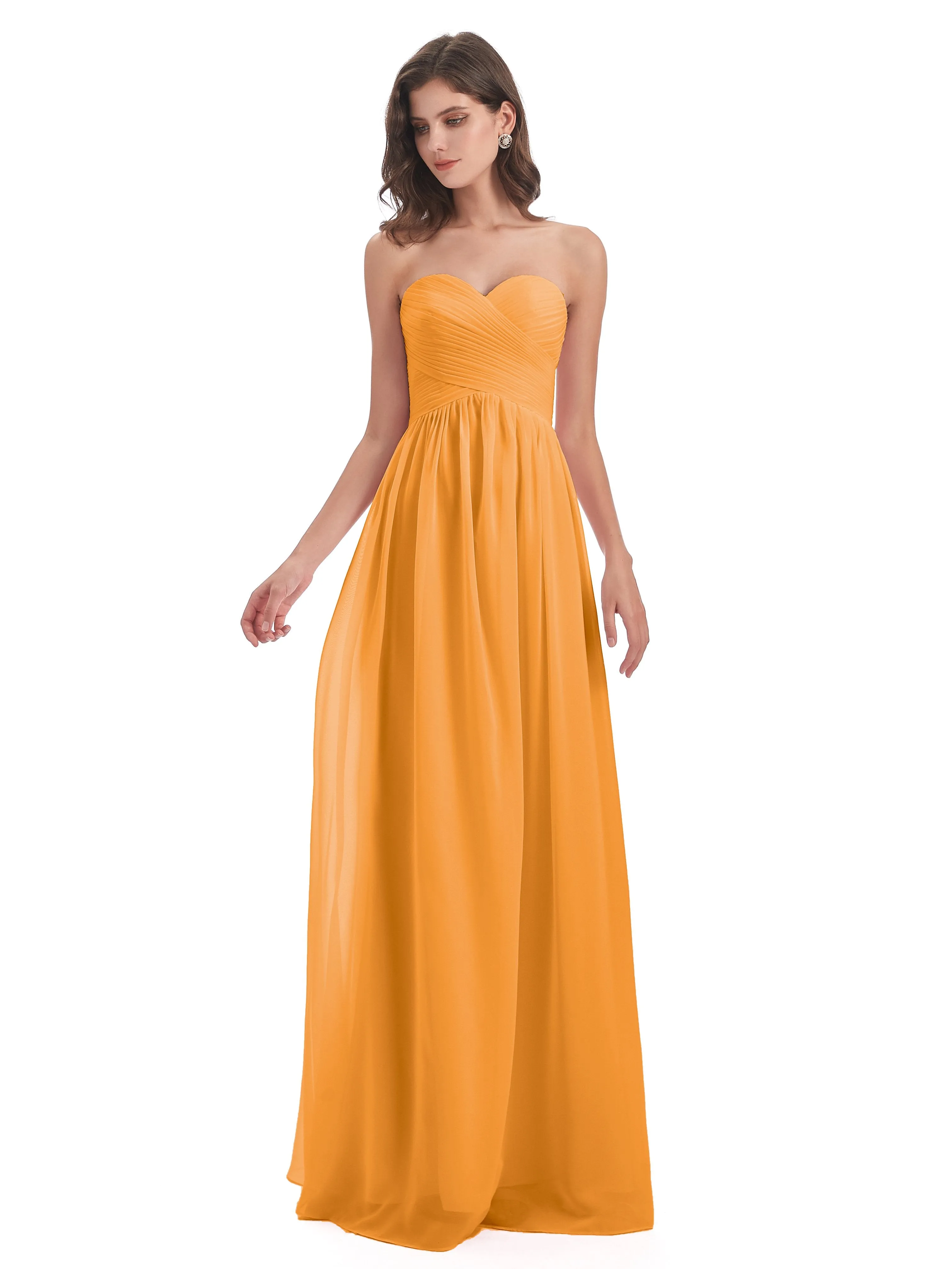 Esmae Sweetheart Sleeveless Long Chiffon Bridesmaid Dresses