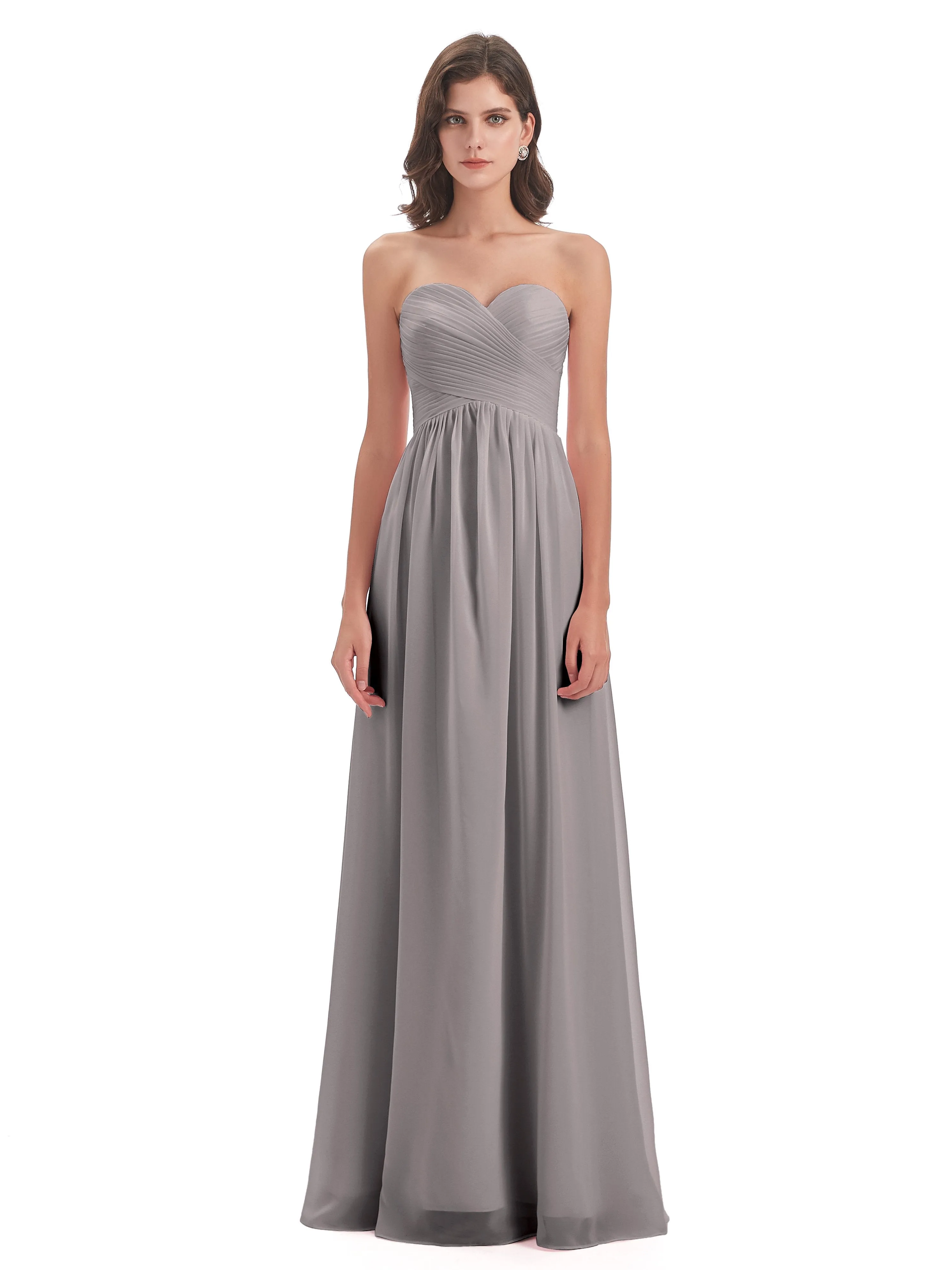 Esmae Sweetheart Sleeveless Long Chiffon Bridesmaid Dresses