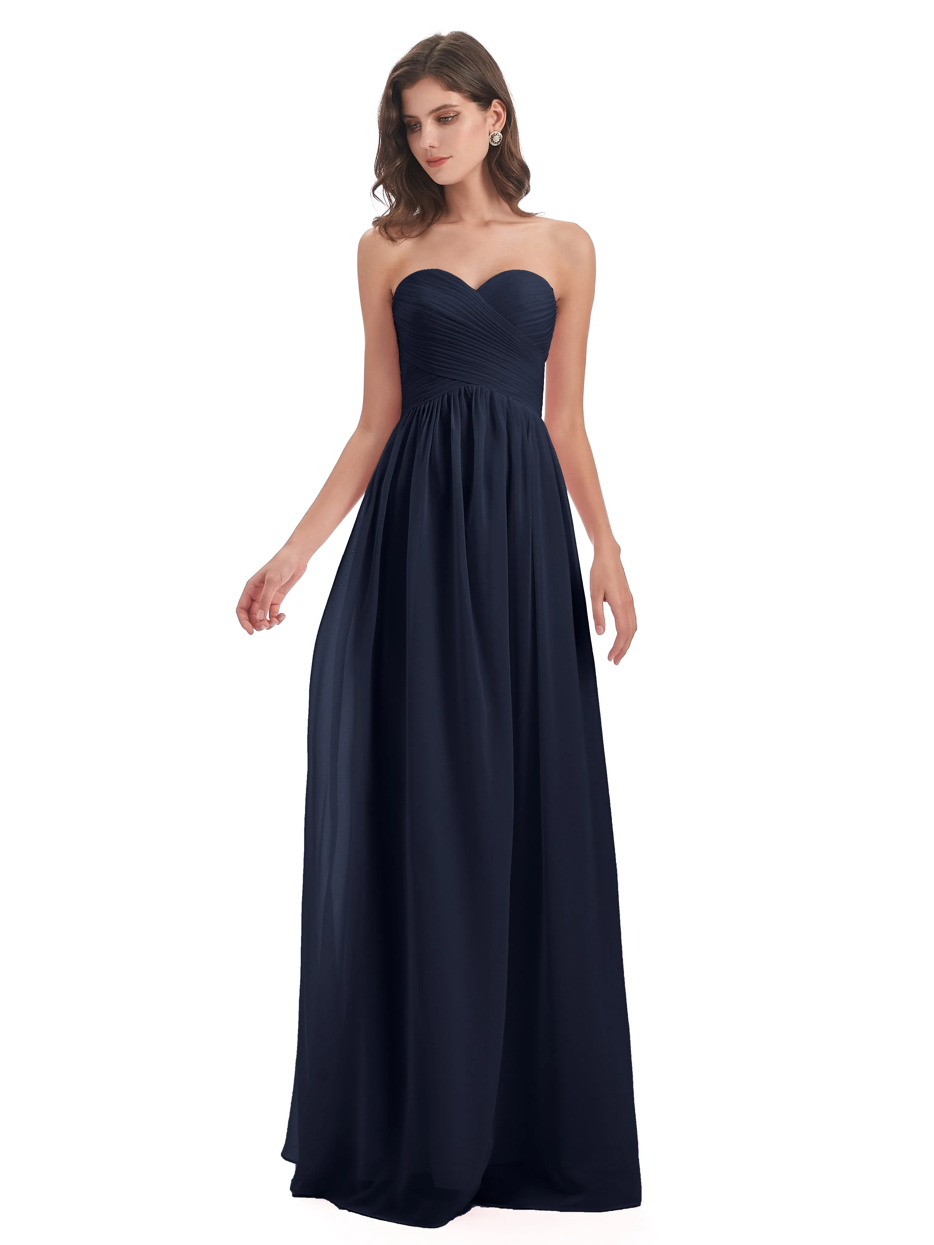 Esmae Sweetheart Sleeveless Long Chiffon Bridesmaid Dresses