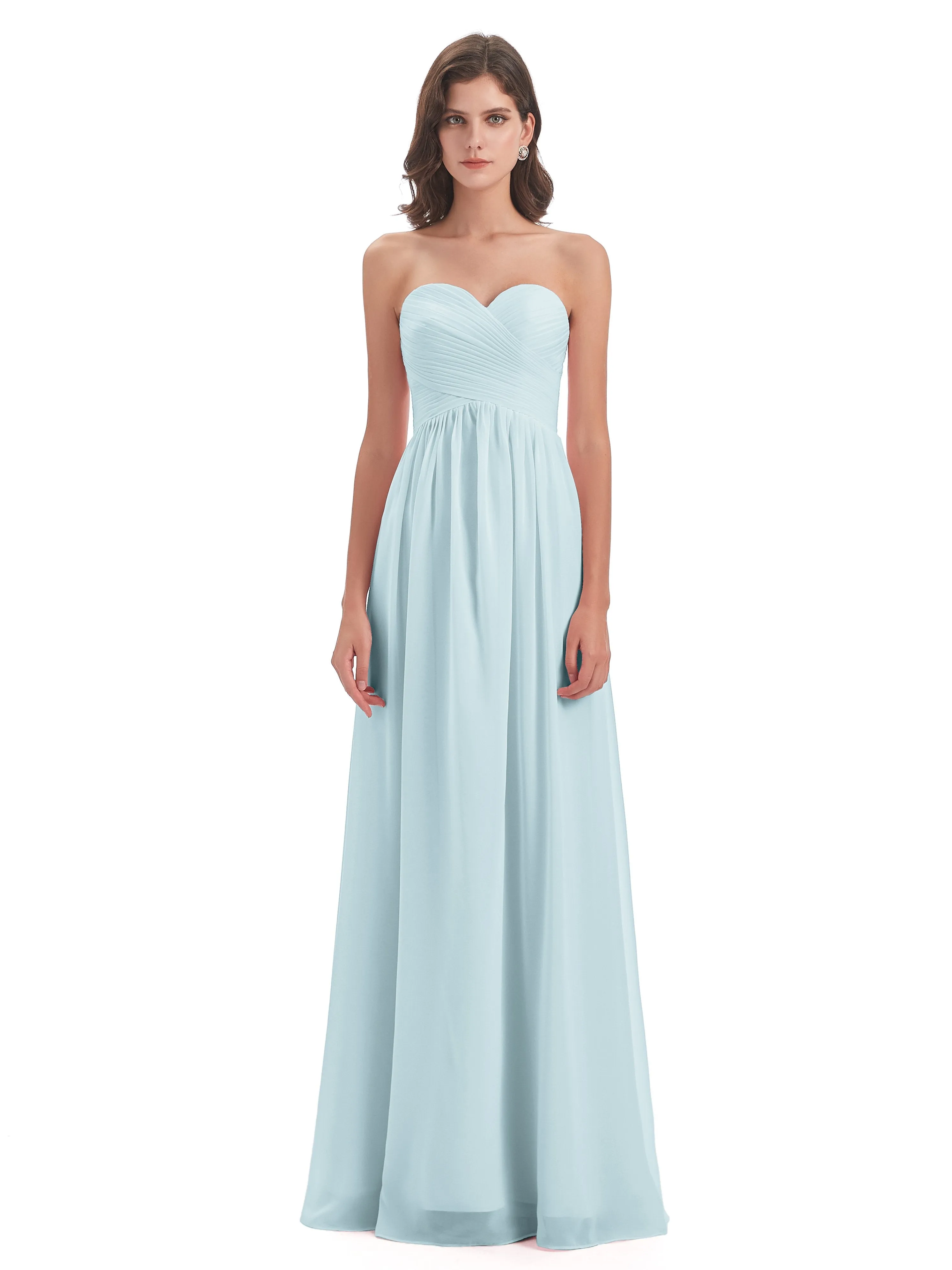 Esmae Sweetheart Sleeveless Long Chiffon Bridesmaid Dresses