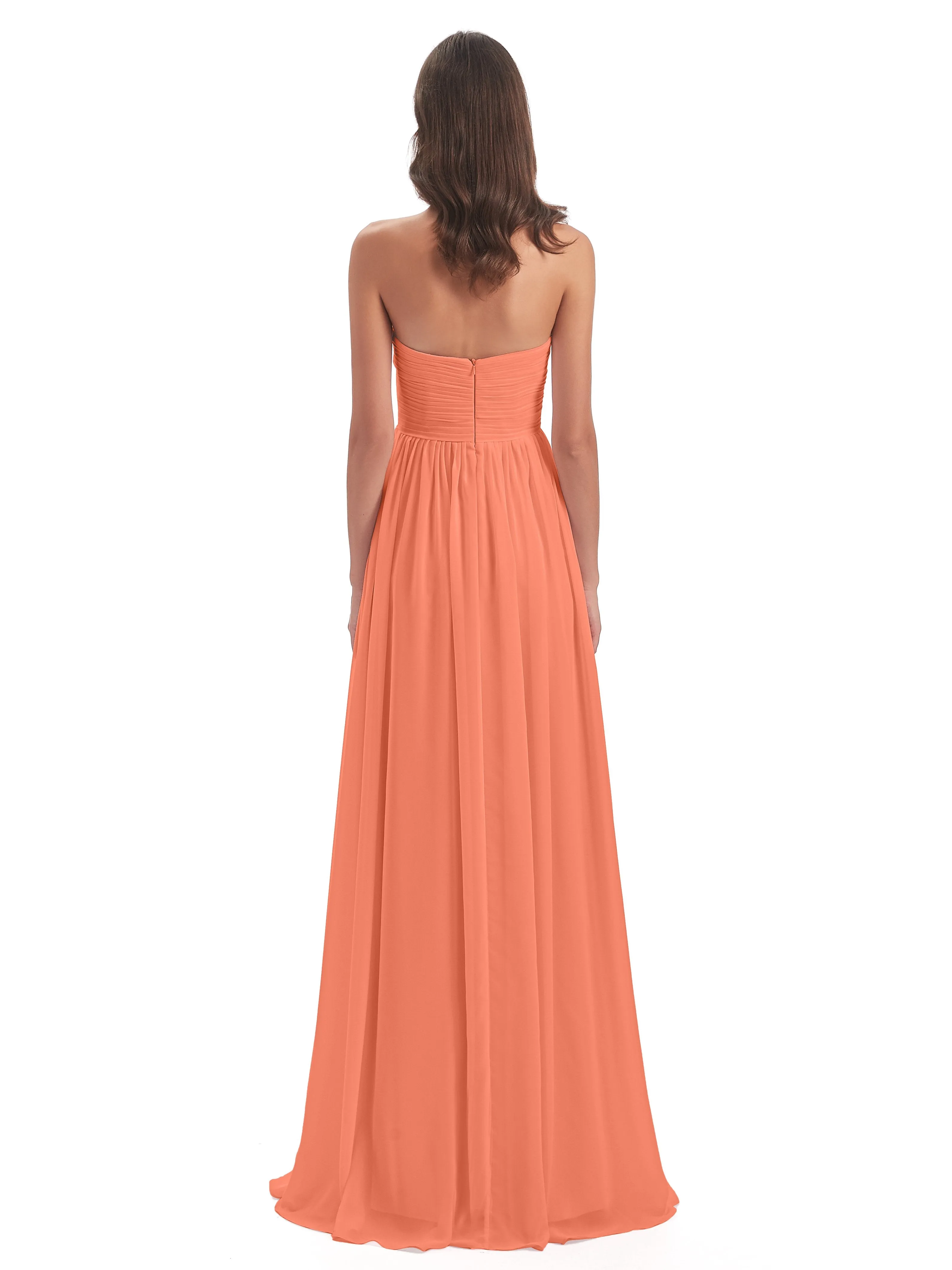 Esmae Sweetheart Sleeveless Long Chiffon Bridesmaid Dresses