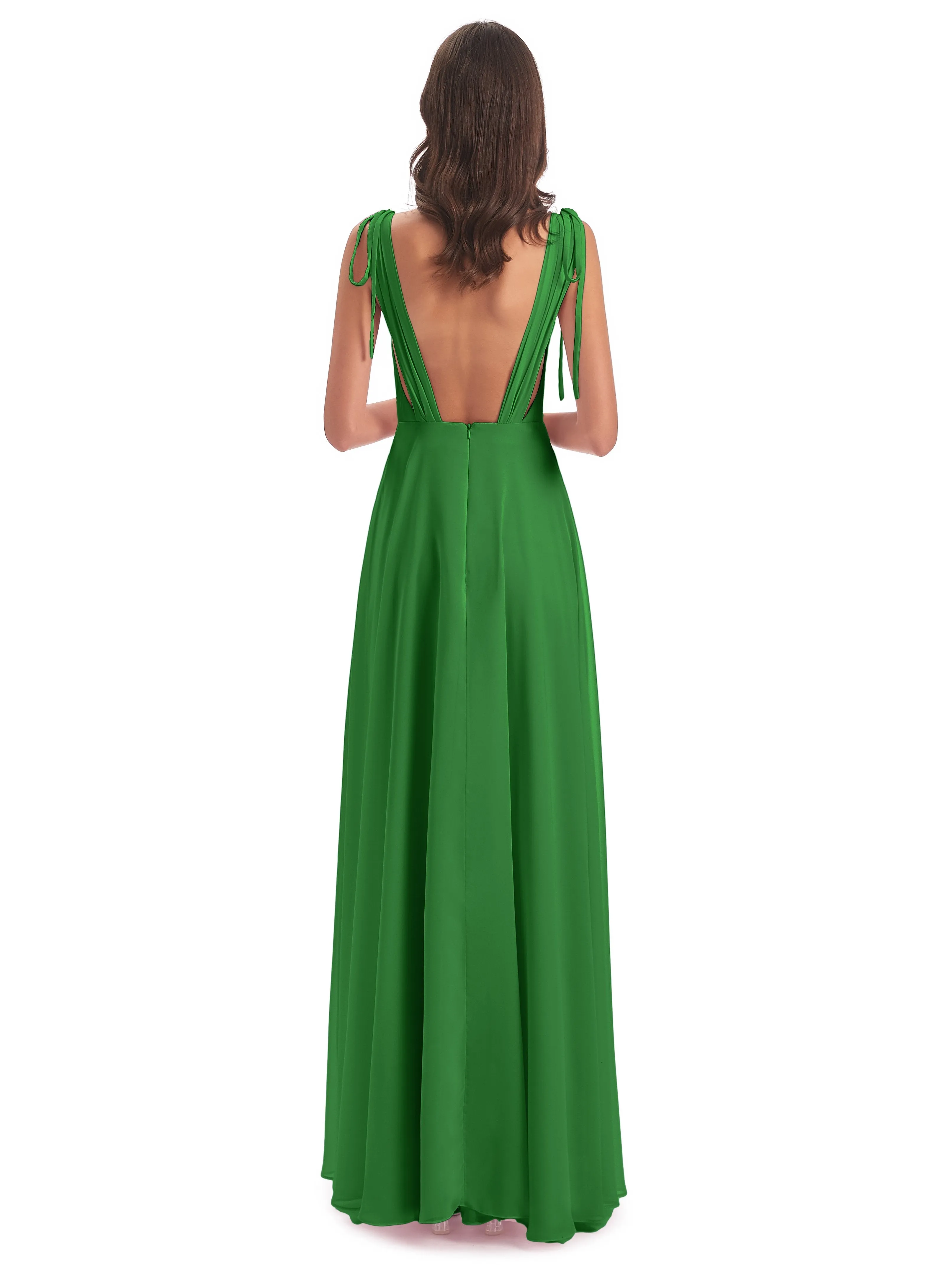 Evelyn V-neck Long Elegant Chiffon Bridesmaid Dresses