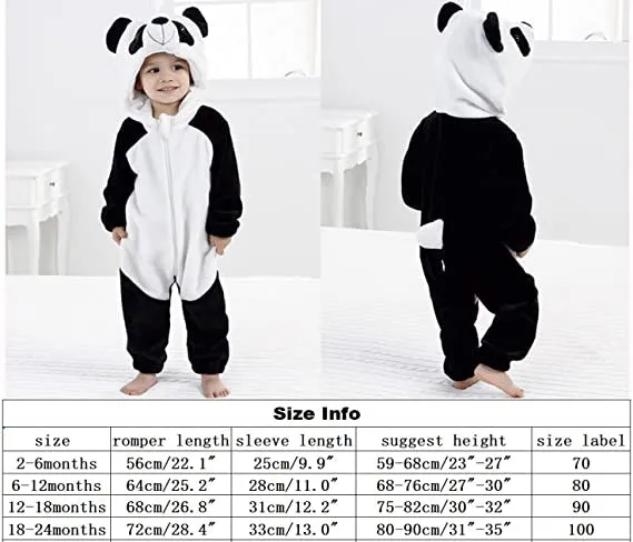 Fancydresswale Unisex Baby Flannel Jumpsuit Panda Style Cosplay Clothes Bunting Outfits Snowsuit Hooded Romper Outwear (Black & White Panda)