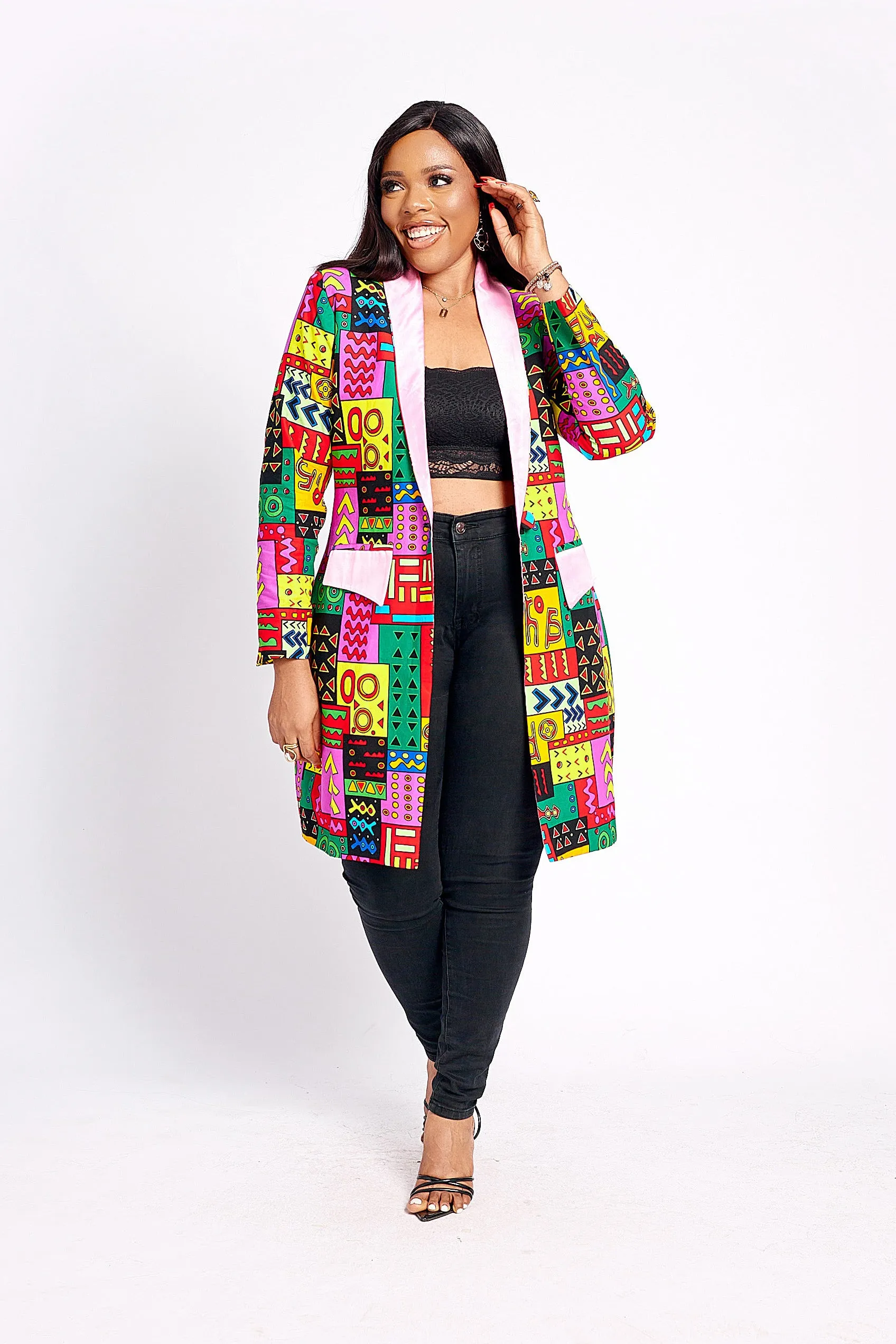 FARISA AFRICAN PRINT BLAZER