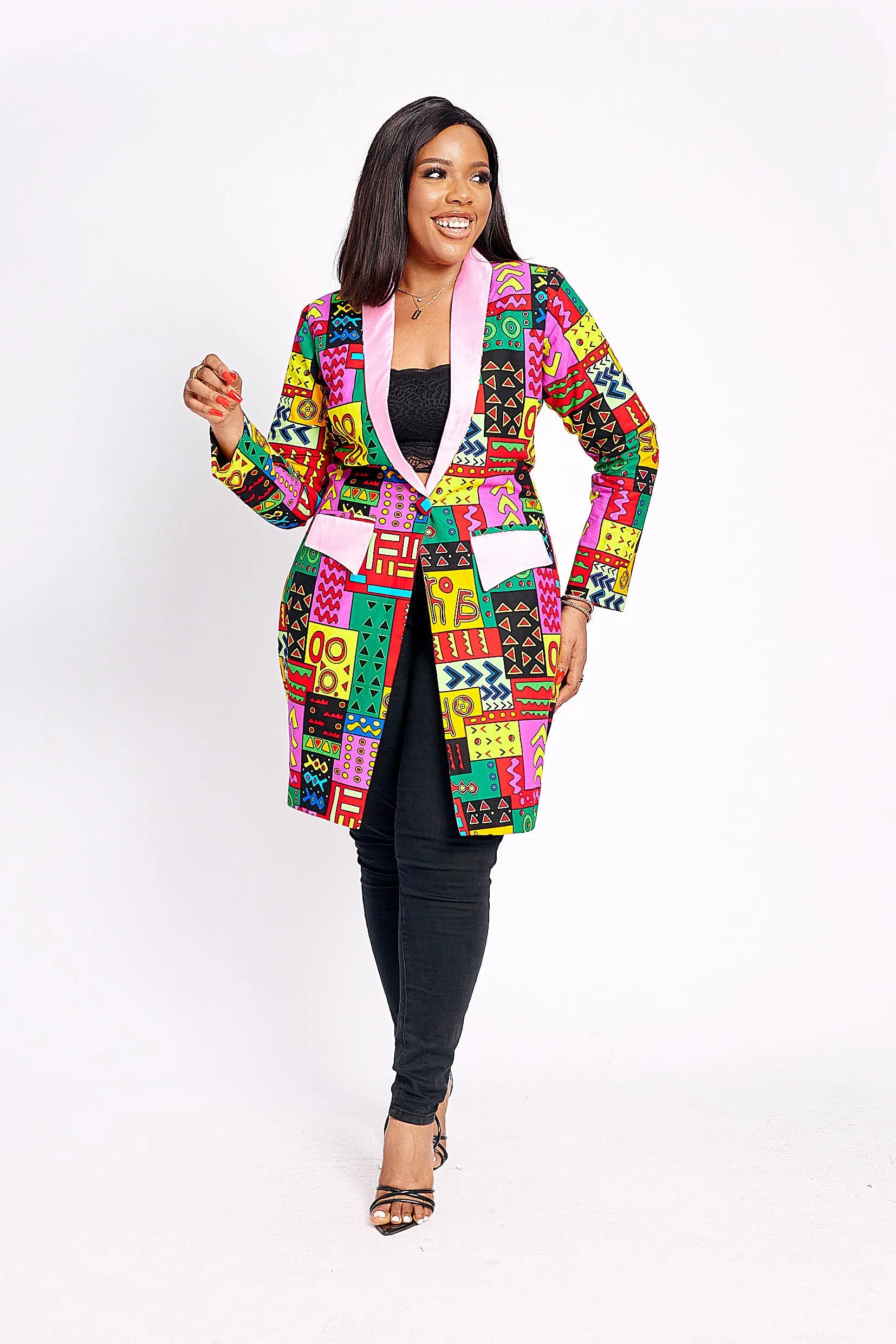 FARISA AFRICAN PRINT BLAZER