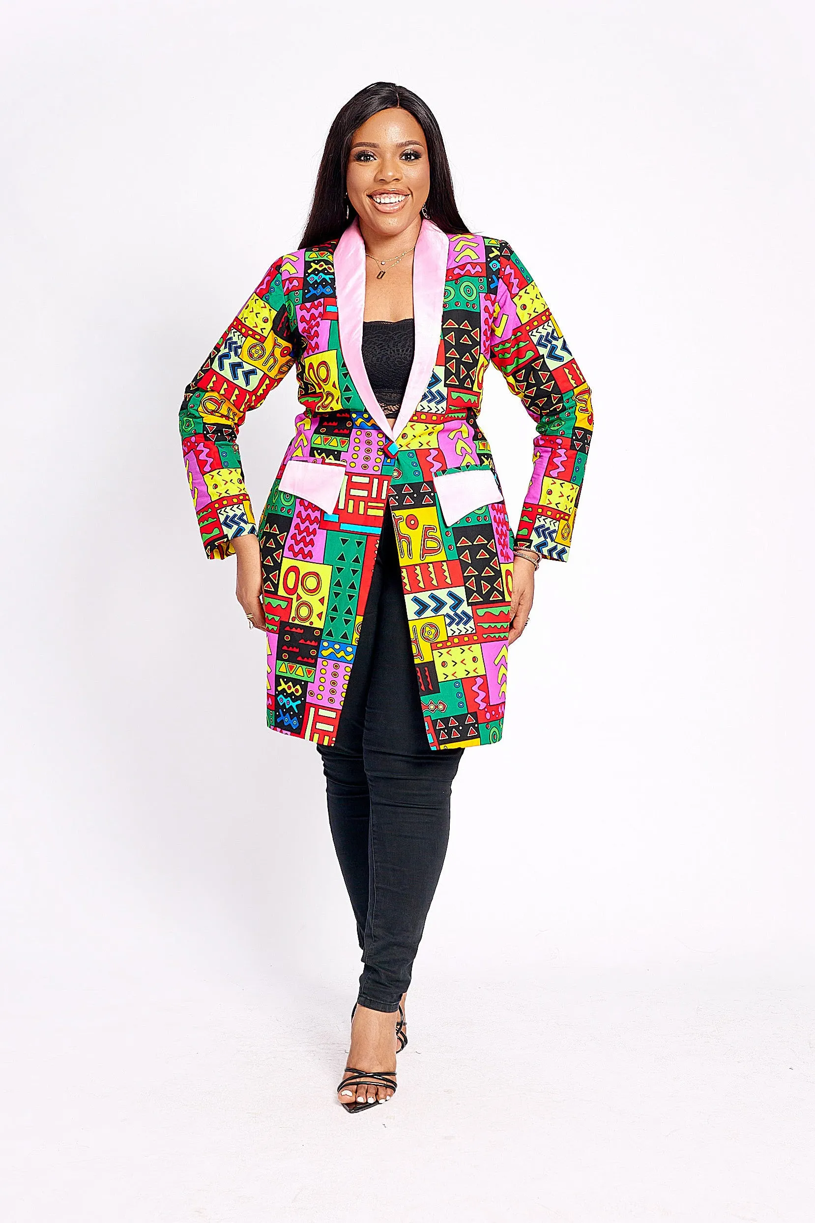 FARISA AFRICAN PRINT BLAZER