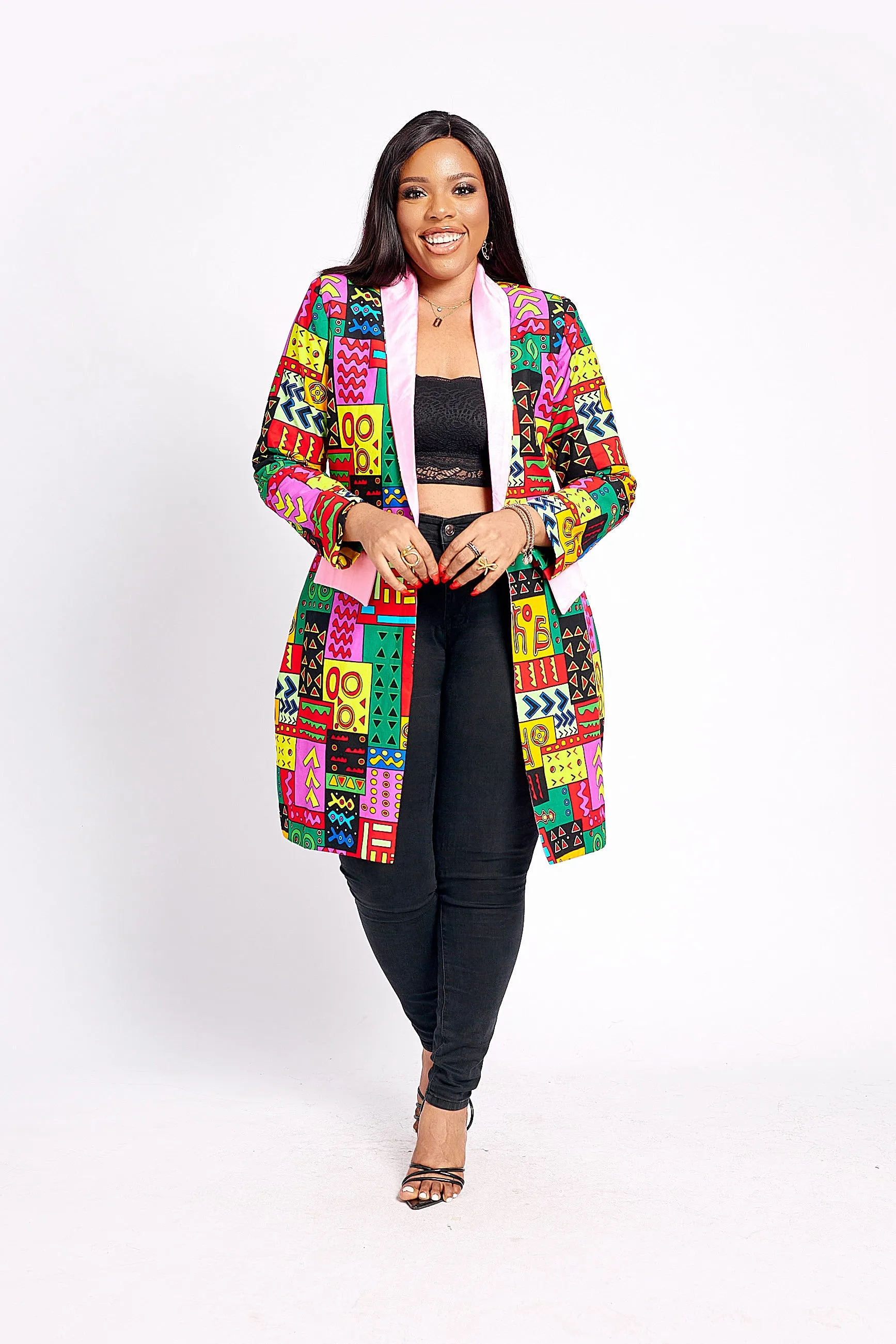 FARISA AFRICAN PRINT BLAZER