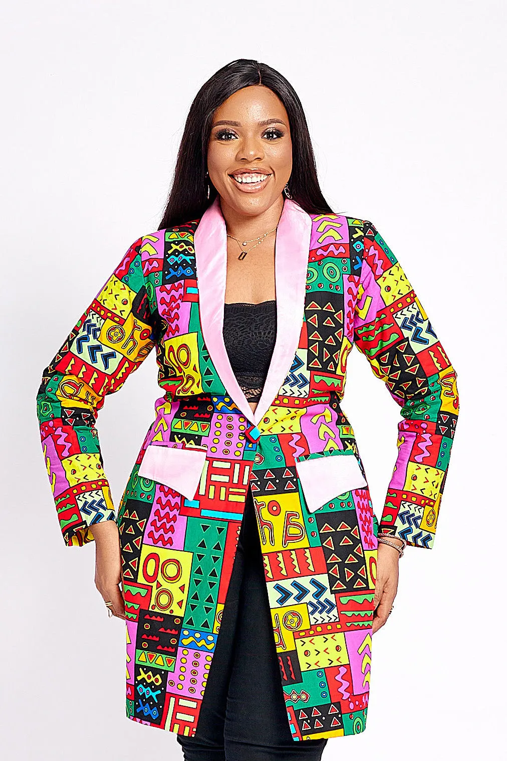 FARISA AFRICAN PRINT BLAZER