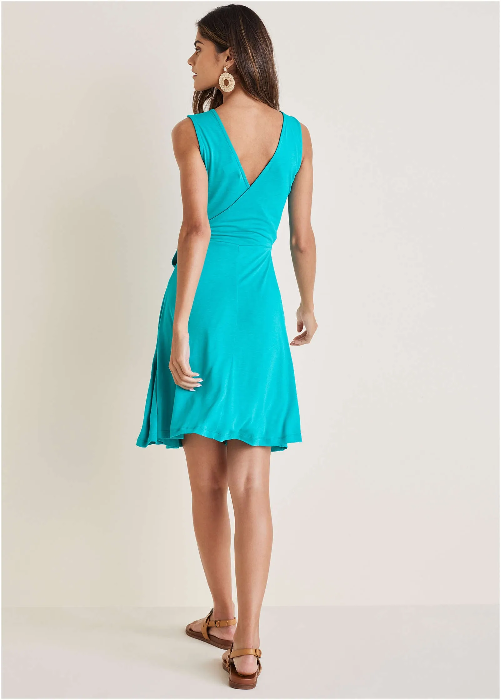 Faux Wrap Mini Dress - Blue