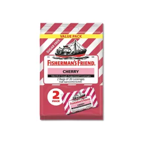 Fisherman's Friend Cough Drops Bag, Cough Suppressant Lozenges Sugar Free Cherry Menthol 40 ea