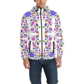 Floral Beadwork Seven Clans White Unisex Quilted Coat