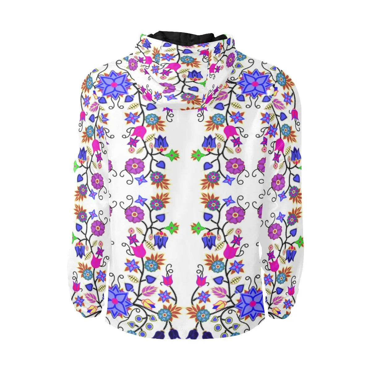 Floral Beadwork Seven Clans White Unisex Quilted Coat