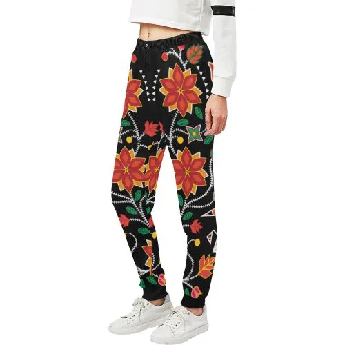 Floral Beadwork Six Bands Women's Sweatpants