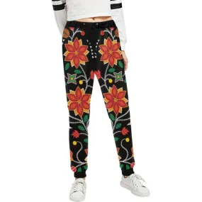 Floral Beadwork Six Bands Women's Sweatpants